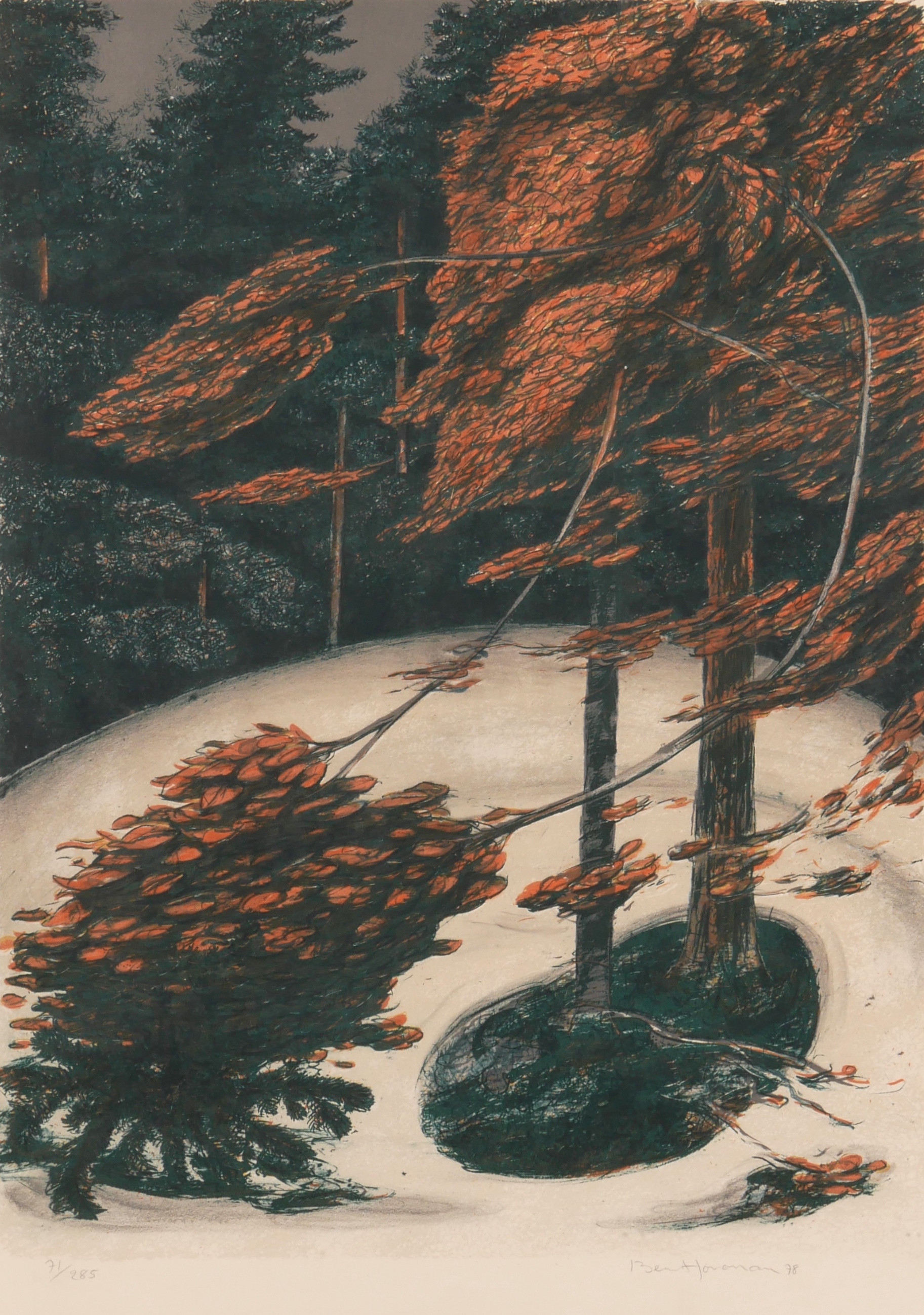 BERNT JONASSON. Landskap, färglitografi, signerad och daterad 78.