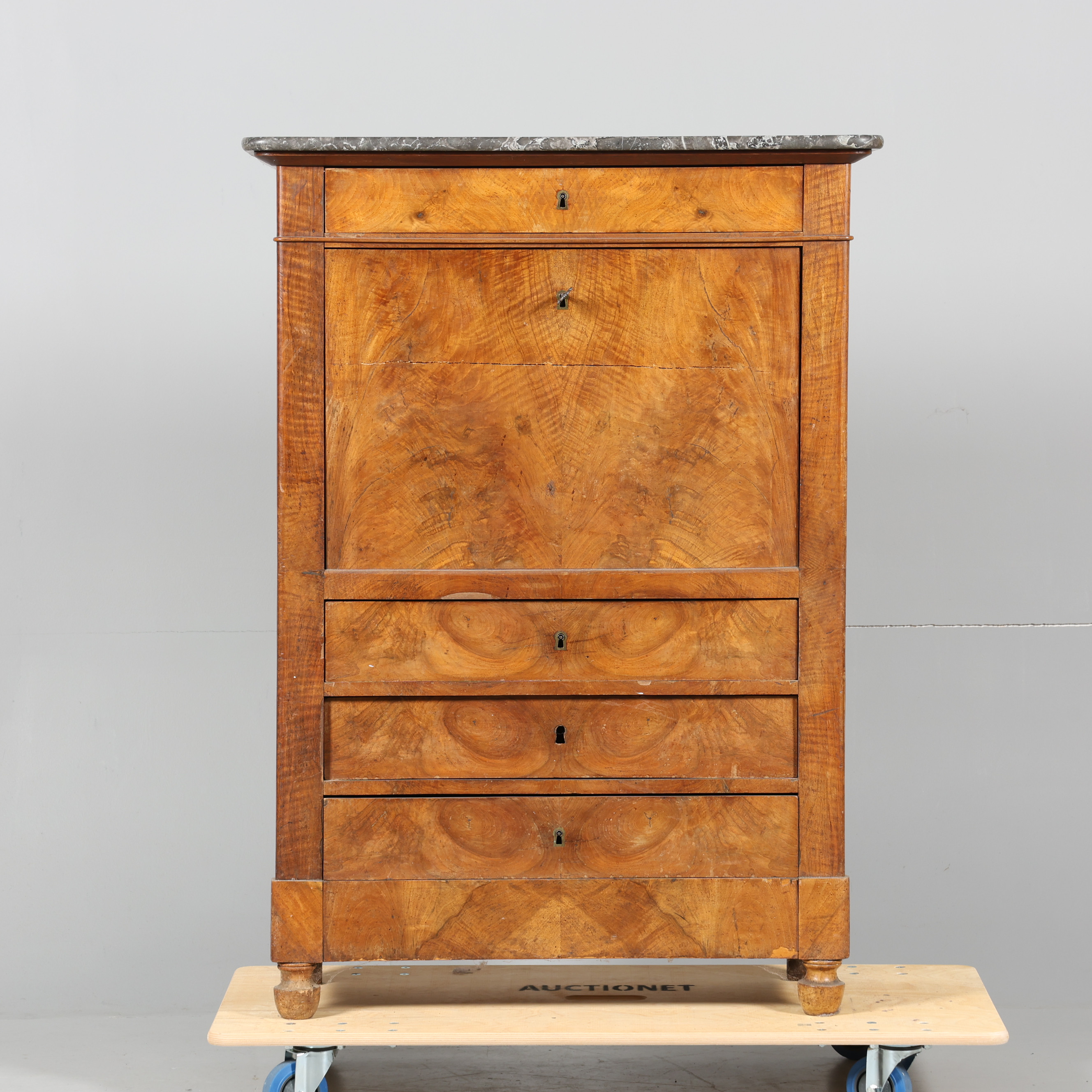 CHIFFONJÉ, empire, 1800-tal, med stenskiva.