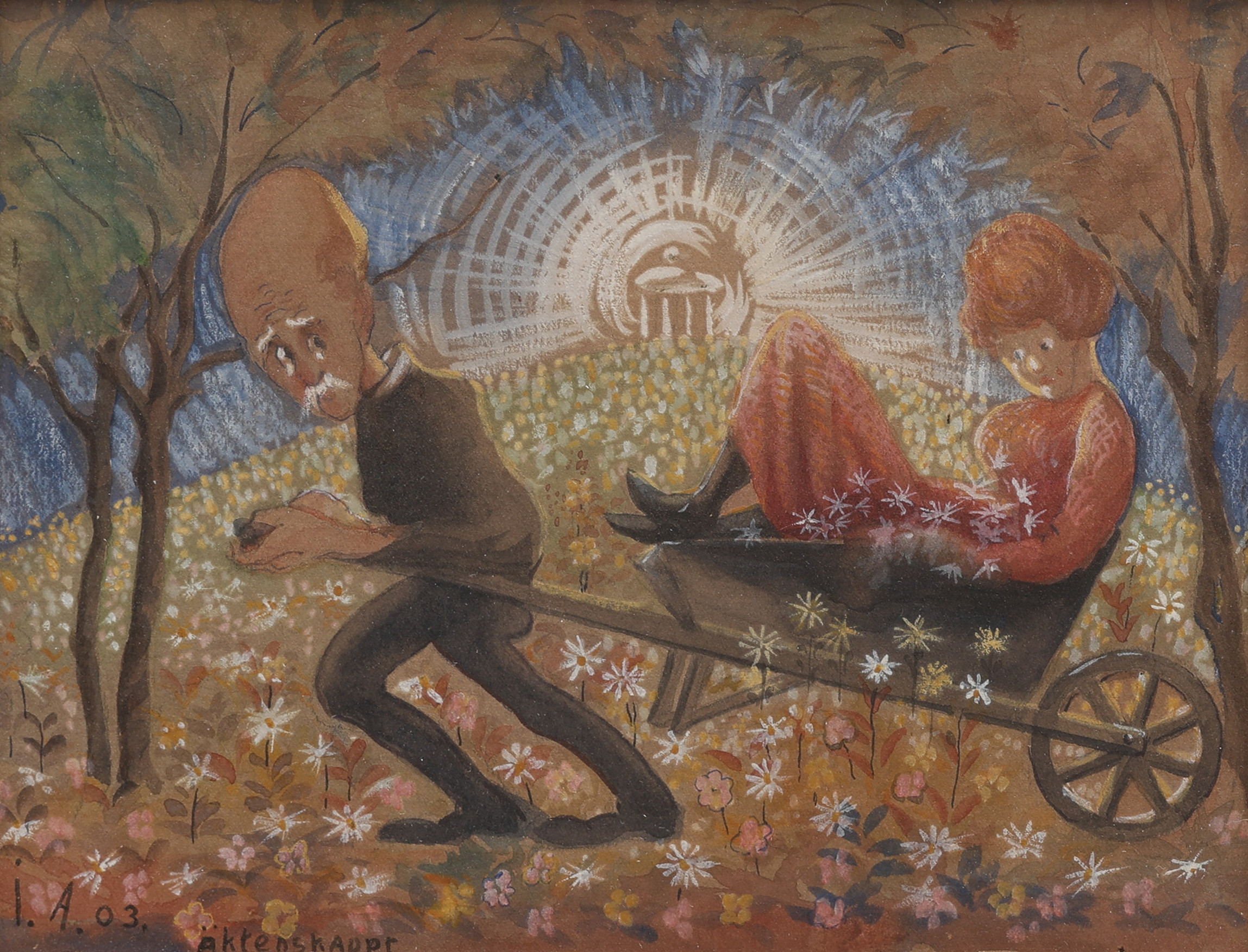 IVAR AROSENIUS. AKVARELL PÅ PAPPER, "ÄKTENSKAPET", MONOGRAMSIGNERAD OCH DATERAD 1903.