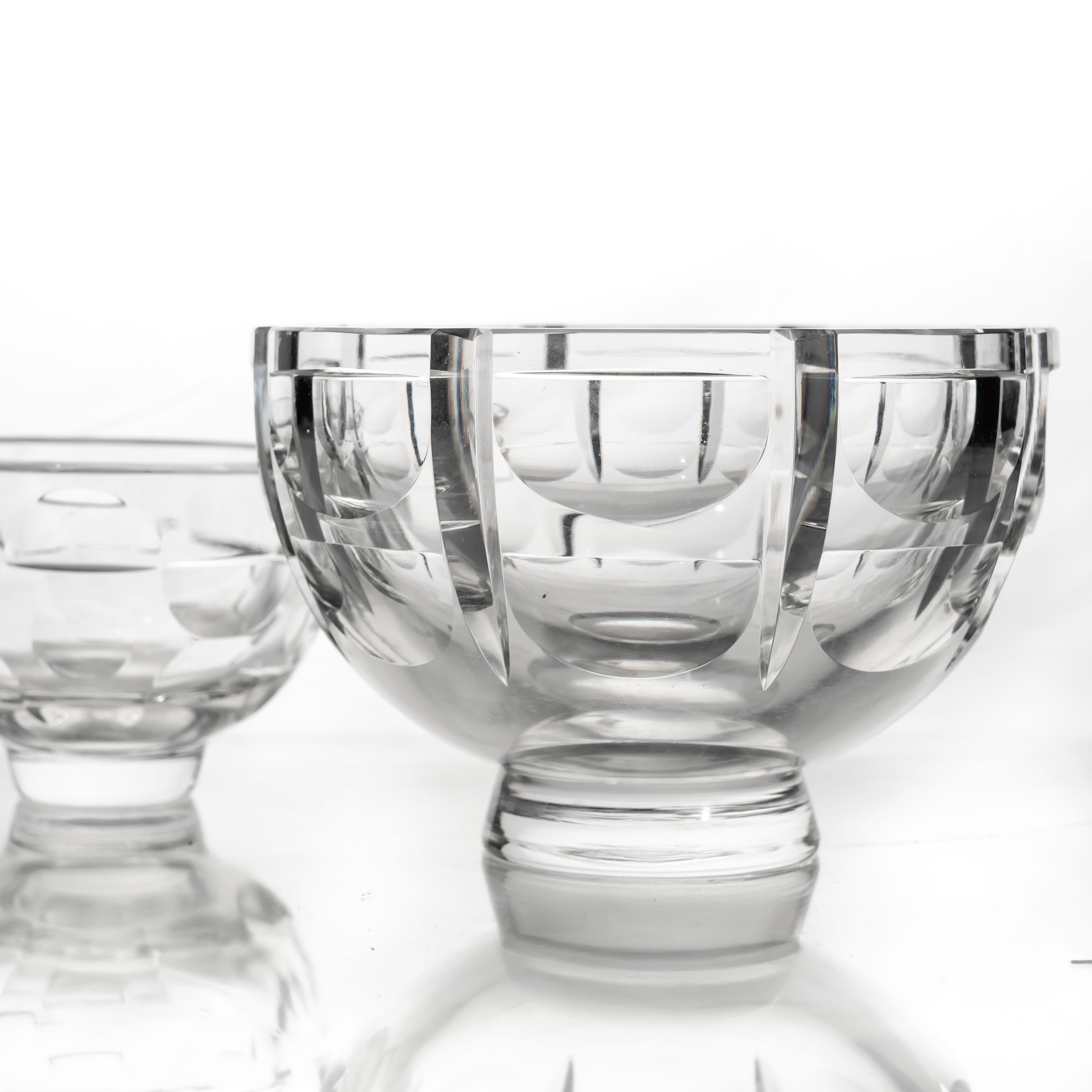 SIMON GATE. SKÅLAR, "Tusen fönster" Krystall-glas, Orrefors, 2 Delar, Signerad.