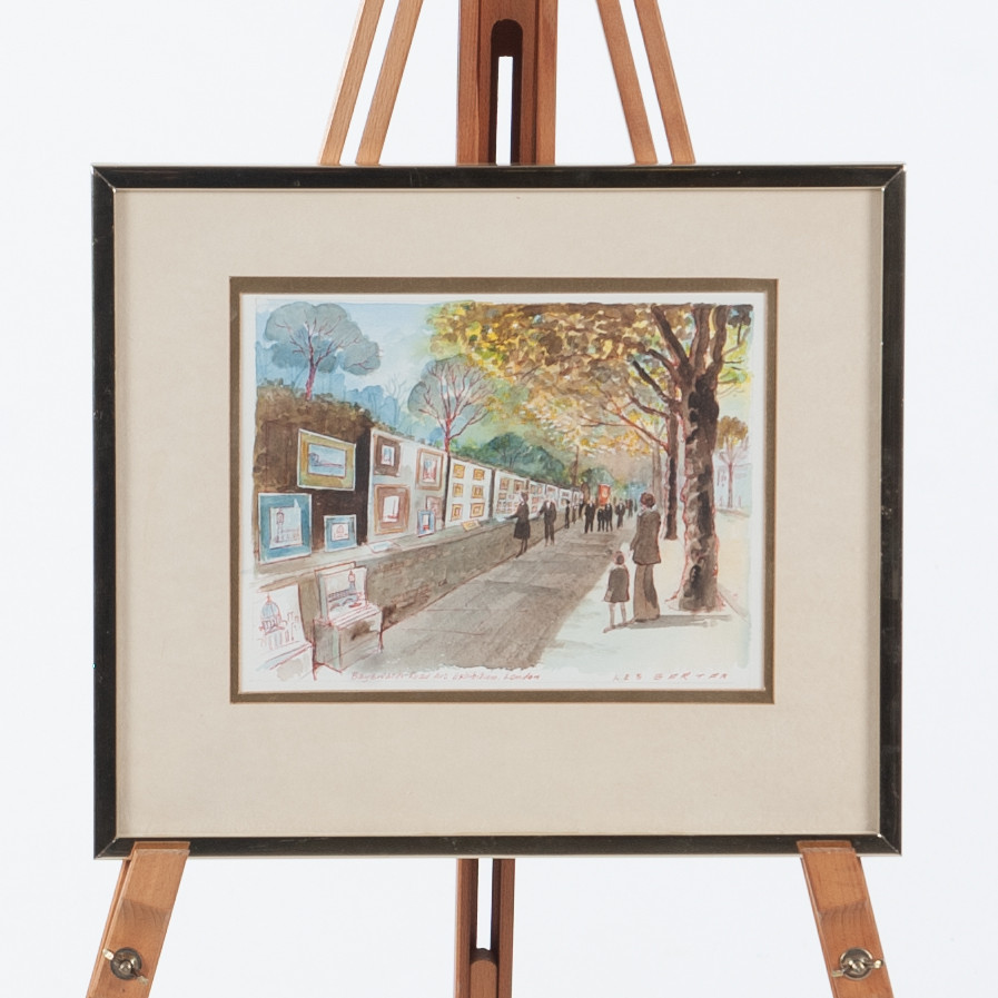 LES BARTON. Blandteknik, "Bayswater Road Art Exhibition, London" signerad.