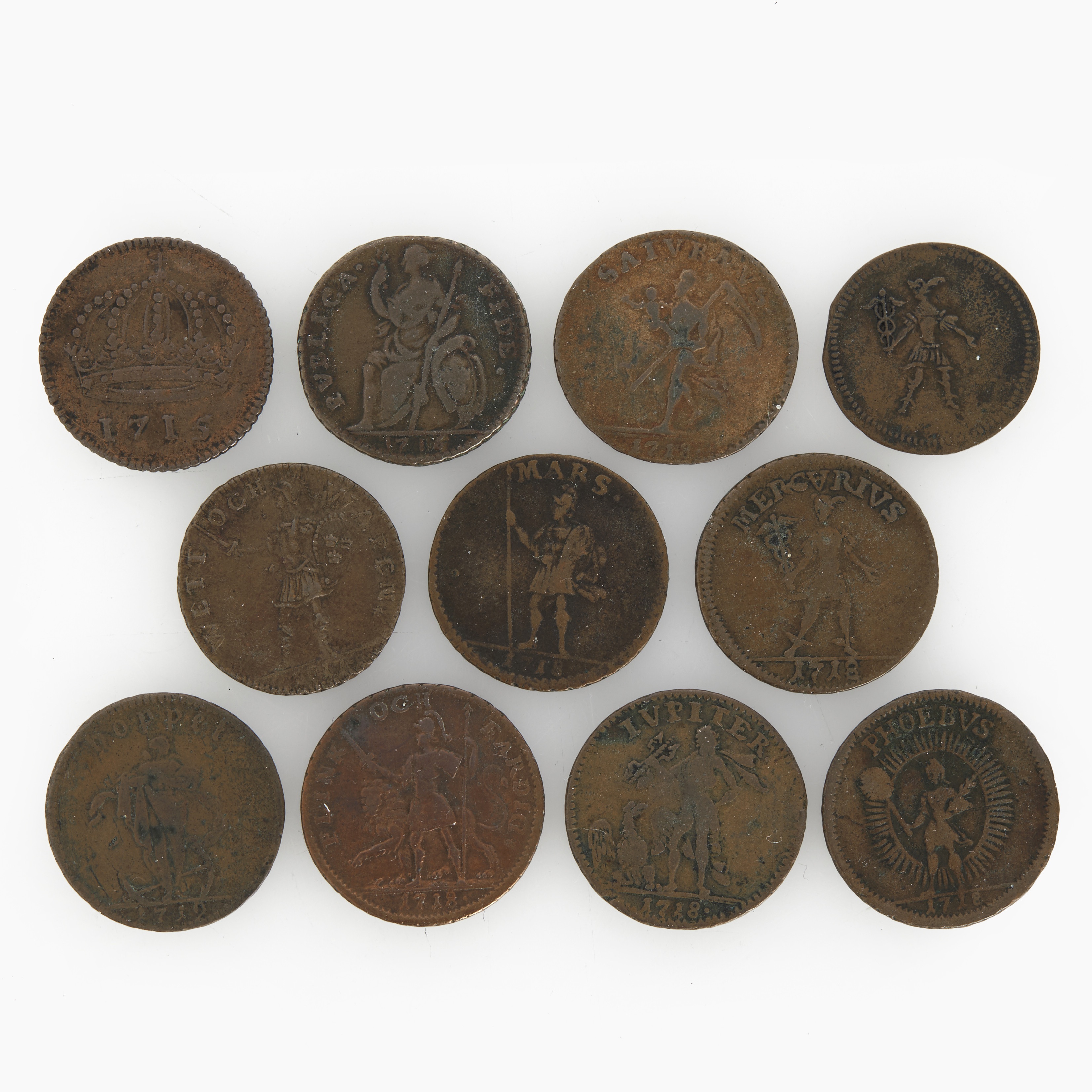 KARL XII (1697-1718), 11 st. Nödmynt mm 1 daler silvermynt.