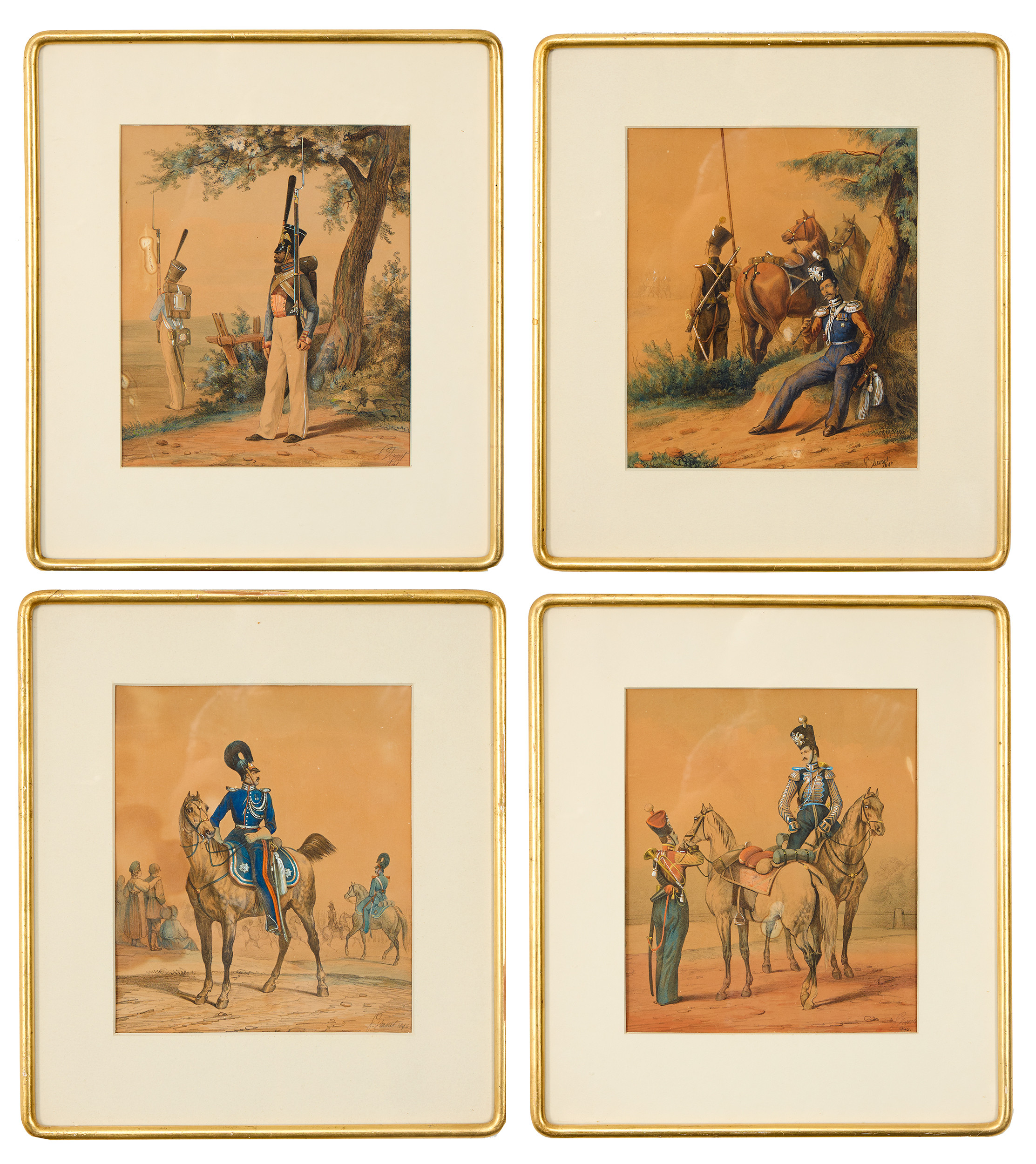HORACE VERNET (1789-1863). Efter. "Garde Imperiale" - militärer, 4 stycken.
