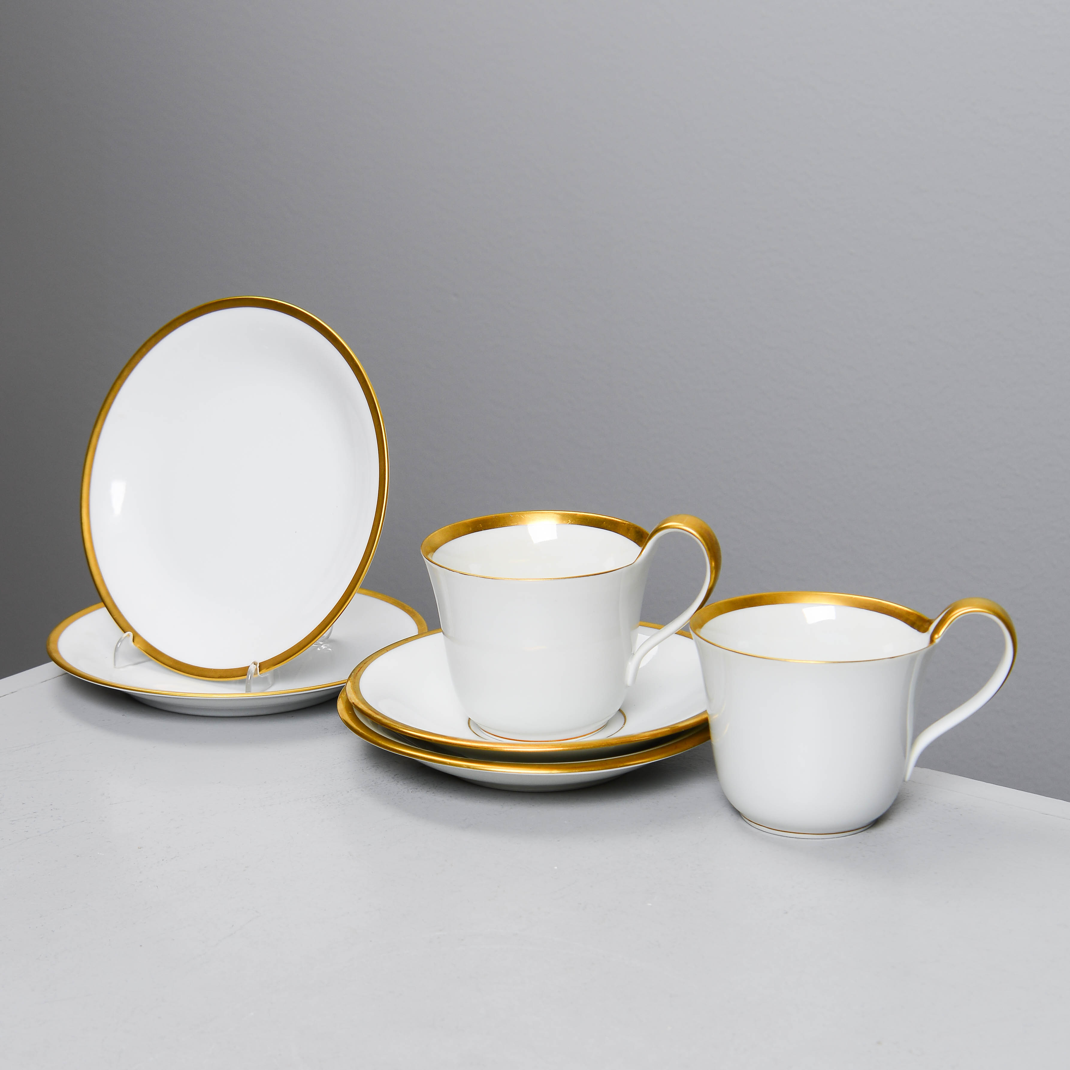 SIGVARD BERNADOTTE. Teservisdelar för 2 personer, "Golden Sun" Bing & Grøndahl (4 delar).