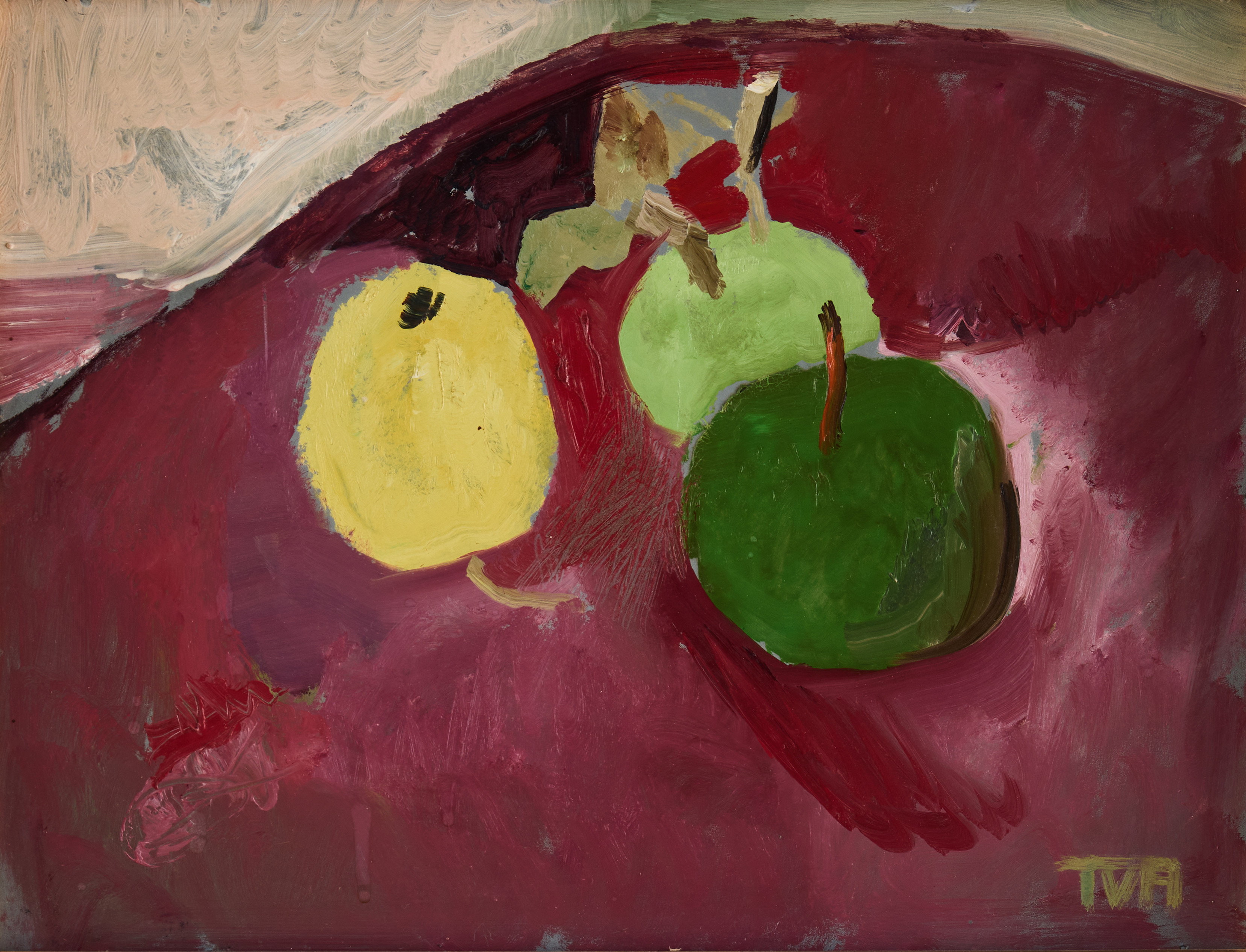 TORA VEGA HOLMSTRÖM. Frukter på röd duk.