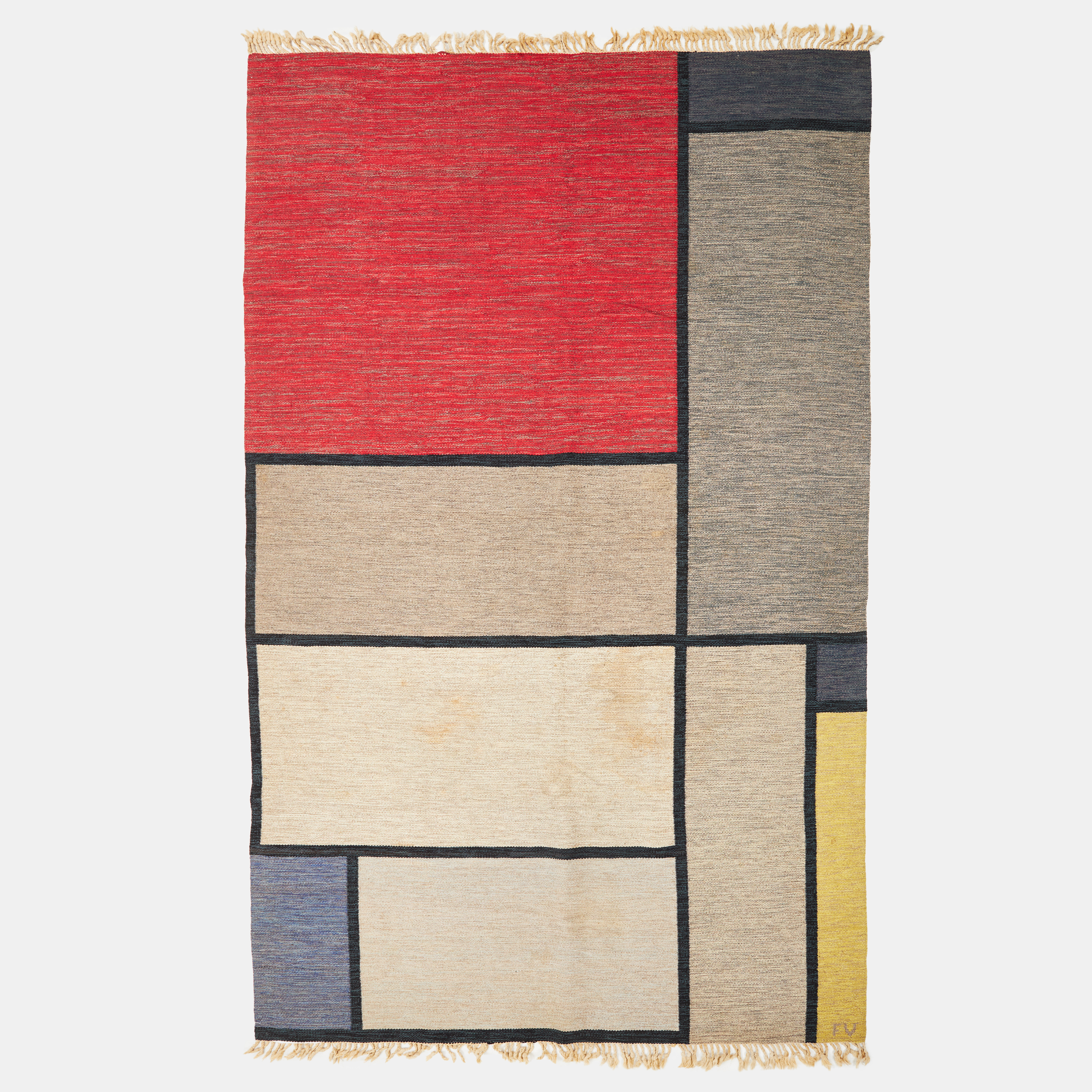 RÖLAKAN, matta, monogramsignerad FV, medföljande provbit i röllakan.