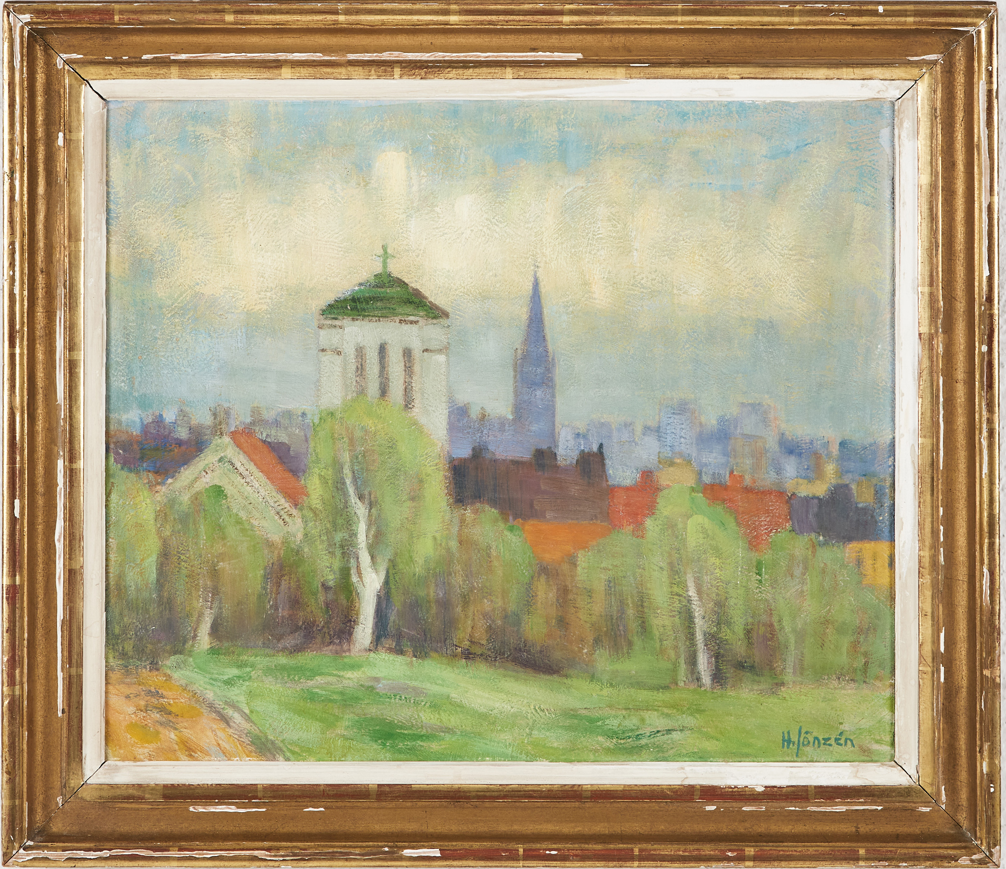 HADAR JÖNZÉN (1885-1977). St Stefanskyrkan, Vanadishöjden Stockholm, olja på duk.
