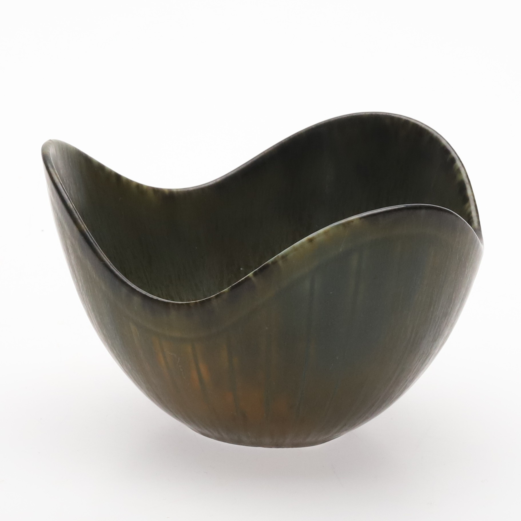 GUNNAR NYLUND. SKÅL, "Ash". Stengods med harpälsglasyr, Rörstrand, signerad.