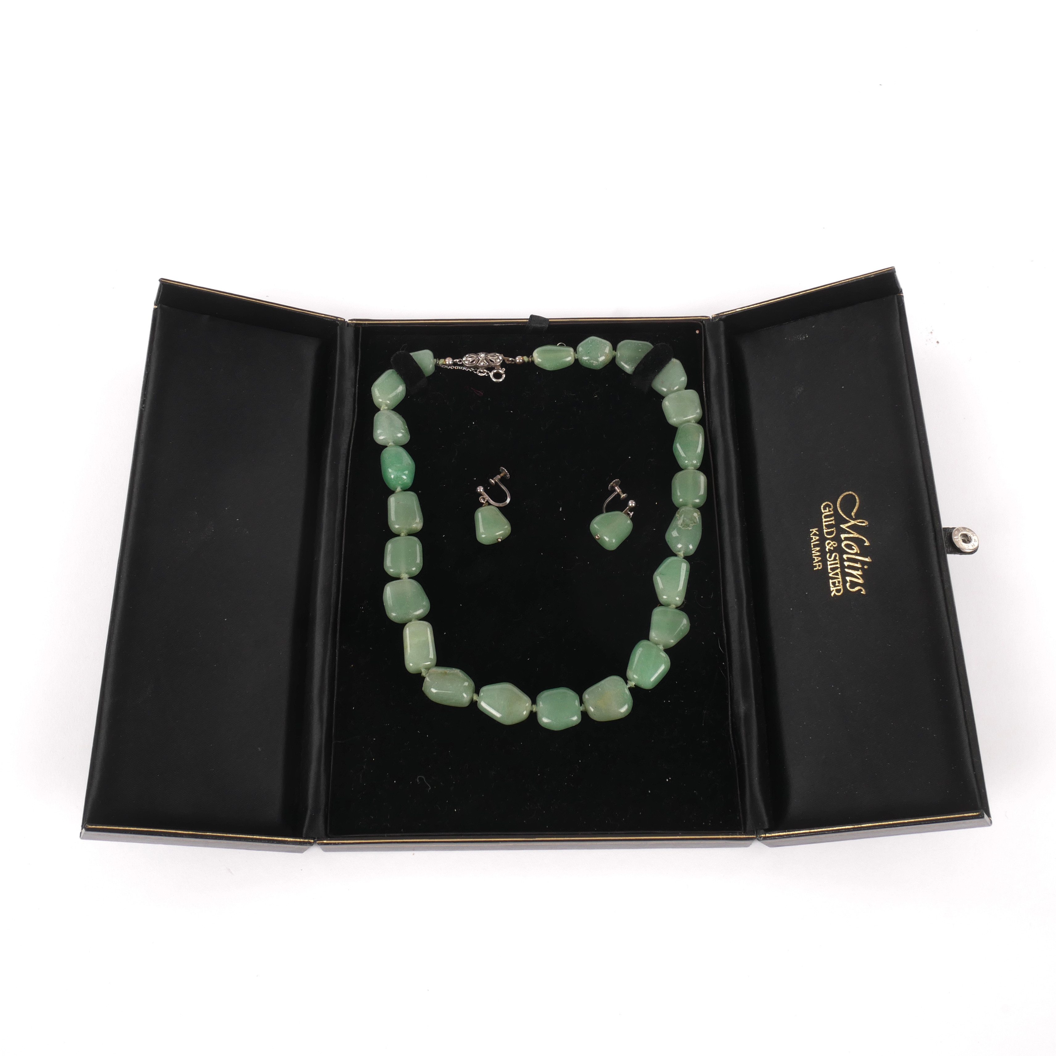COLLIER OCH ÖRHÄNGEN, gröna stenar.