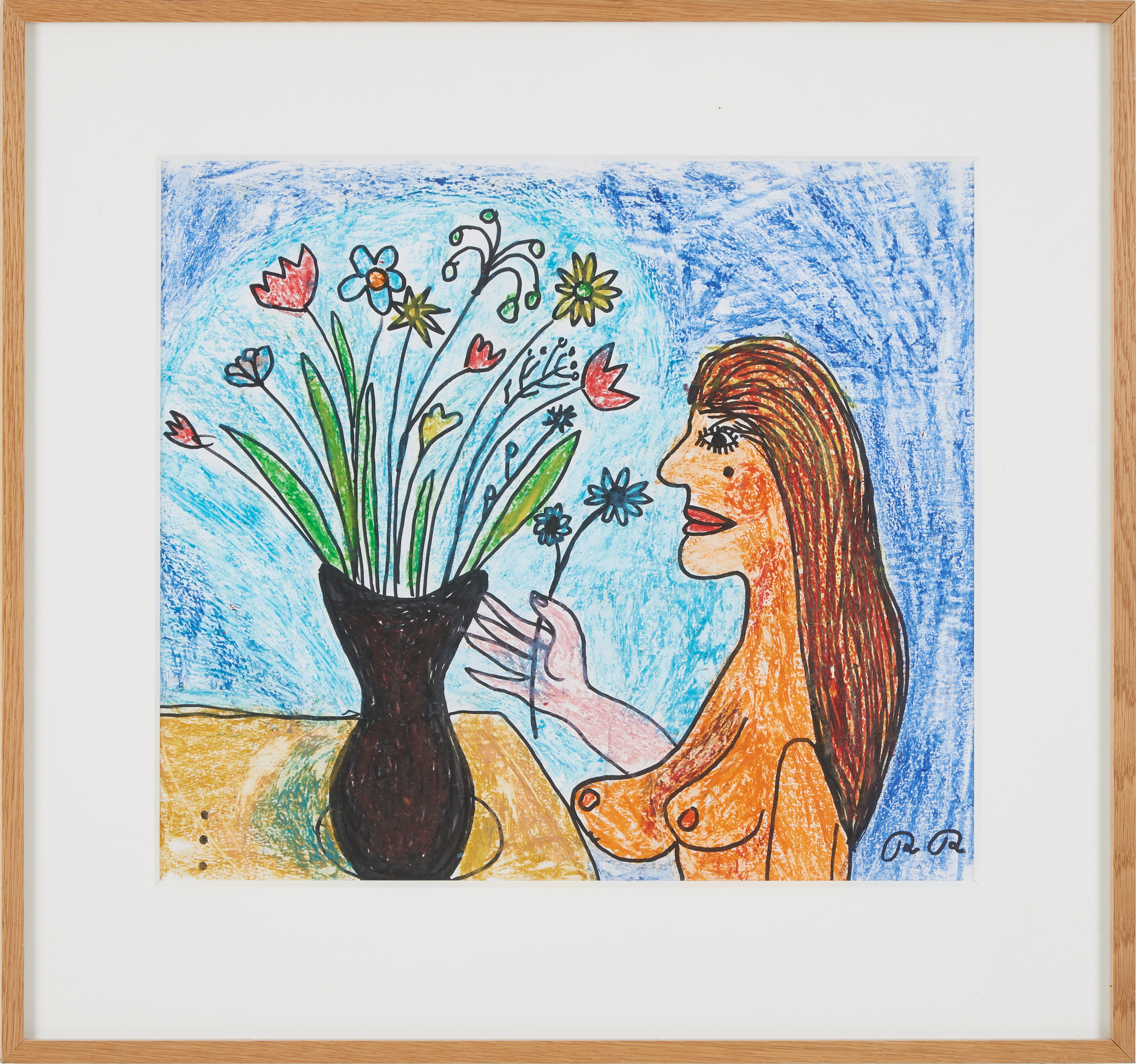 ROGER RISBERG (1956–2011). "Blomkrukan", pastell på papper, monogramsignerad och daterad a tergo 1990.