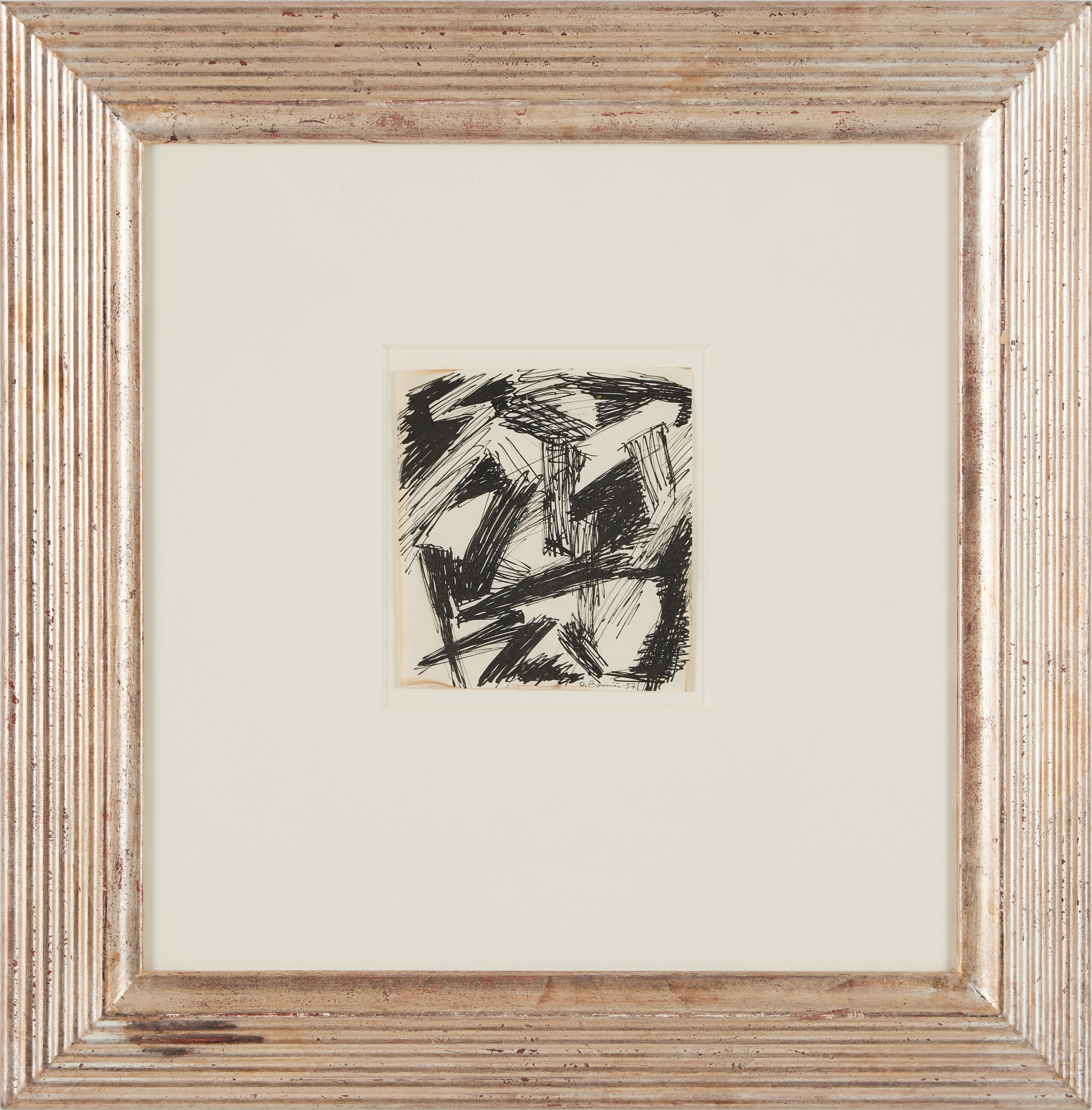 OLLE BONNIÉR. "Bergsformationer Cadaqué", tusch på papper, signerad och daterad 1957.