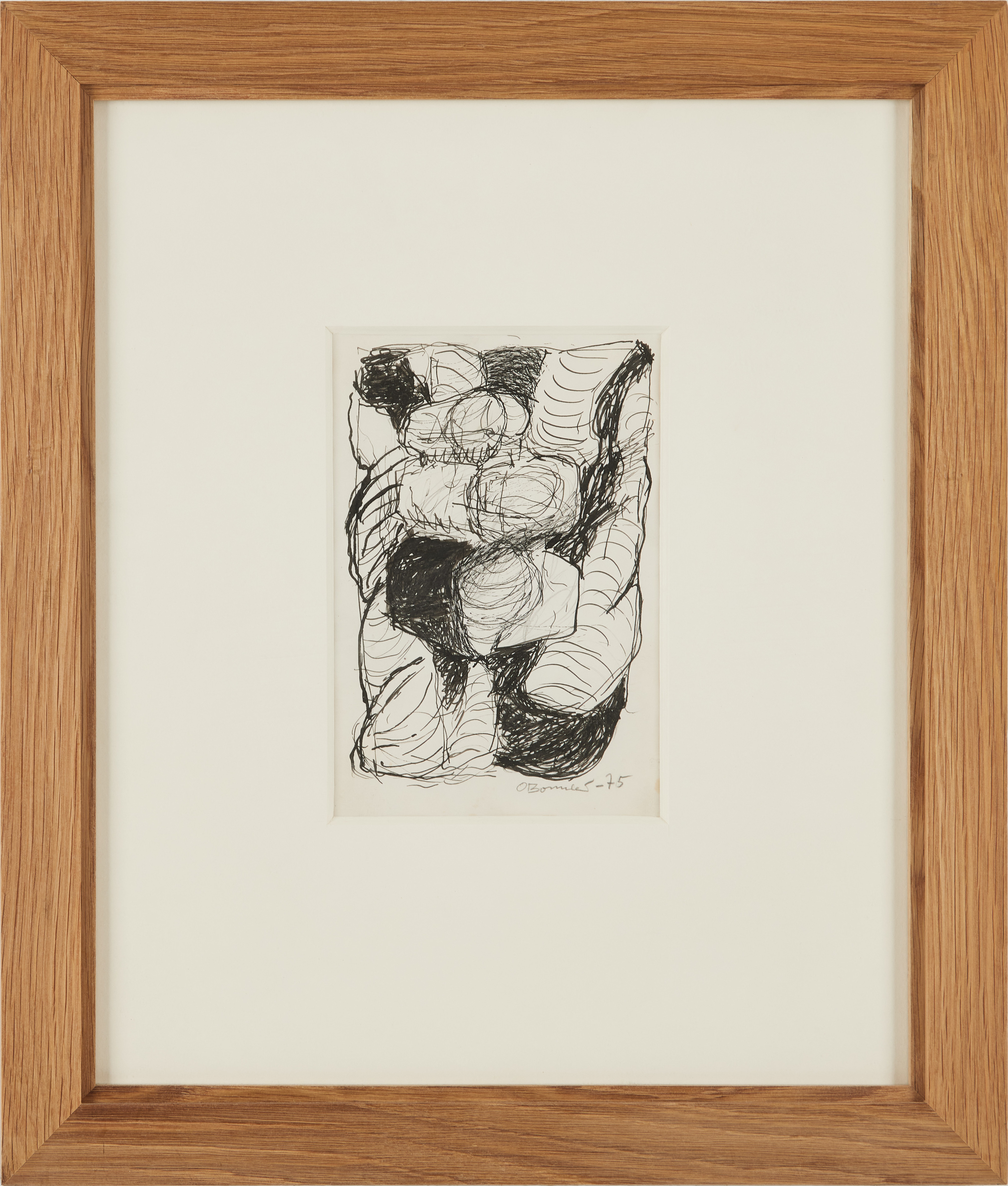 OLLE BONNIÉR. Komposition, blandteknik på papper, signerad och daterad 1975.