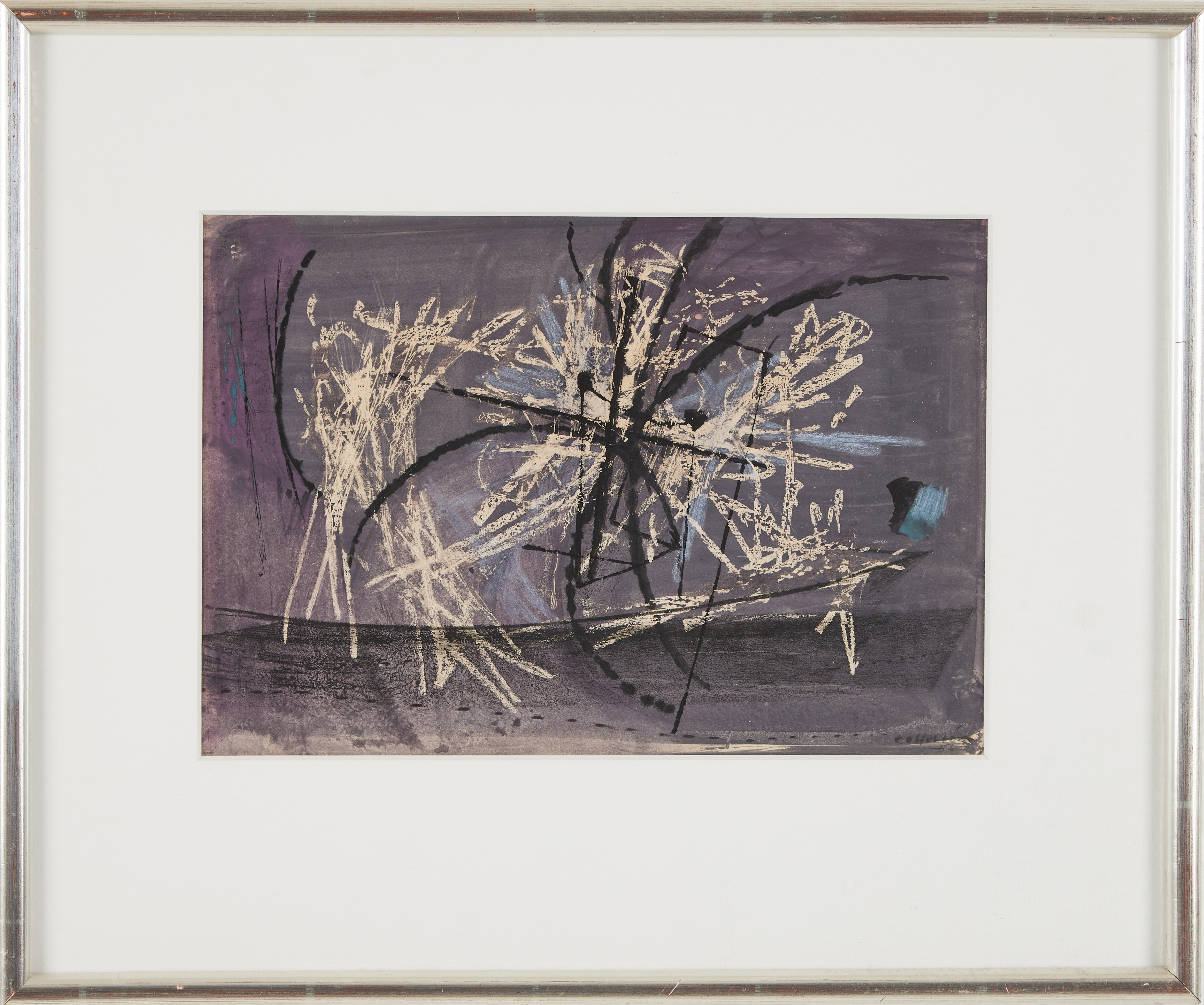 CO HULTÉN. Komposition, blandteknik på papper, signerad och daterad 1956.