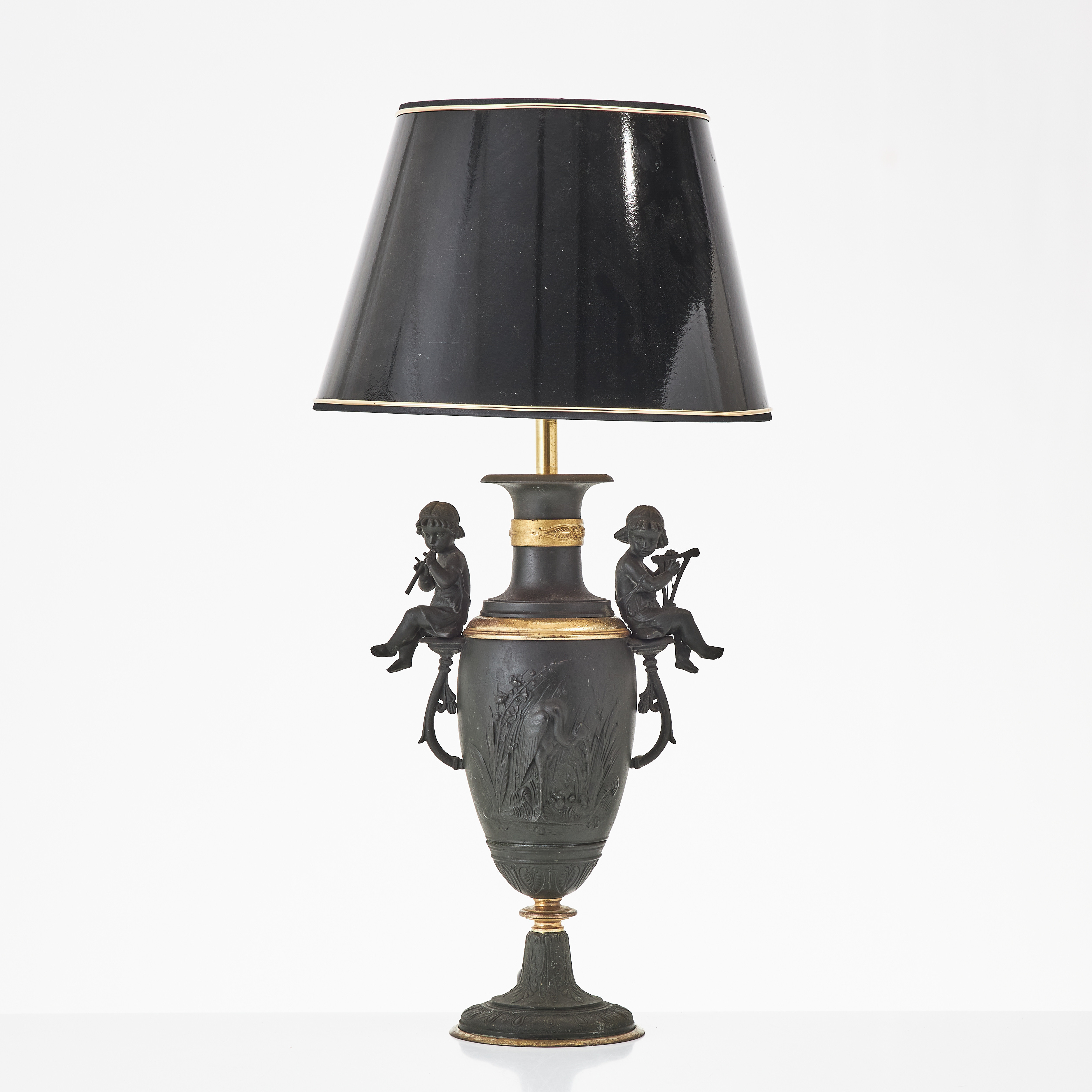 BORDSLAMPA, Napoleon III, 1800-talets andra hälft, bronserad och patinerad zink.