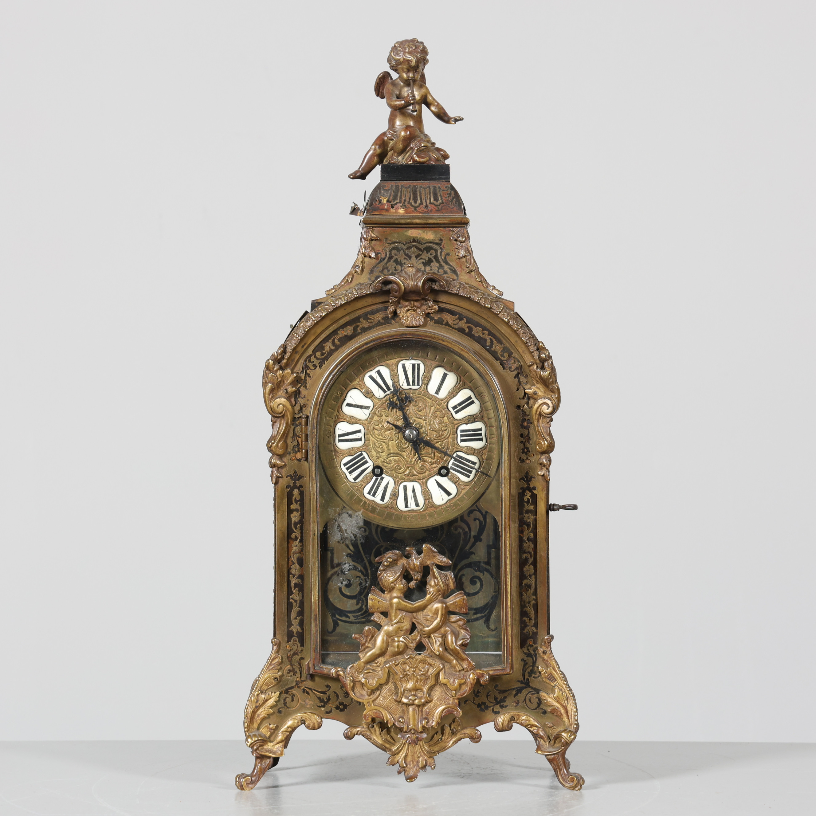 BORDSUR, Boulle-stil, trä samt metall, dekor av putti, rokokostil.