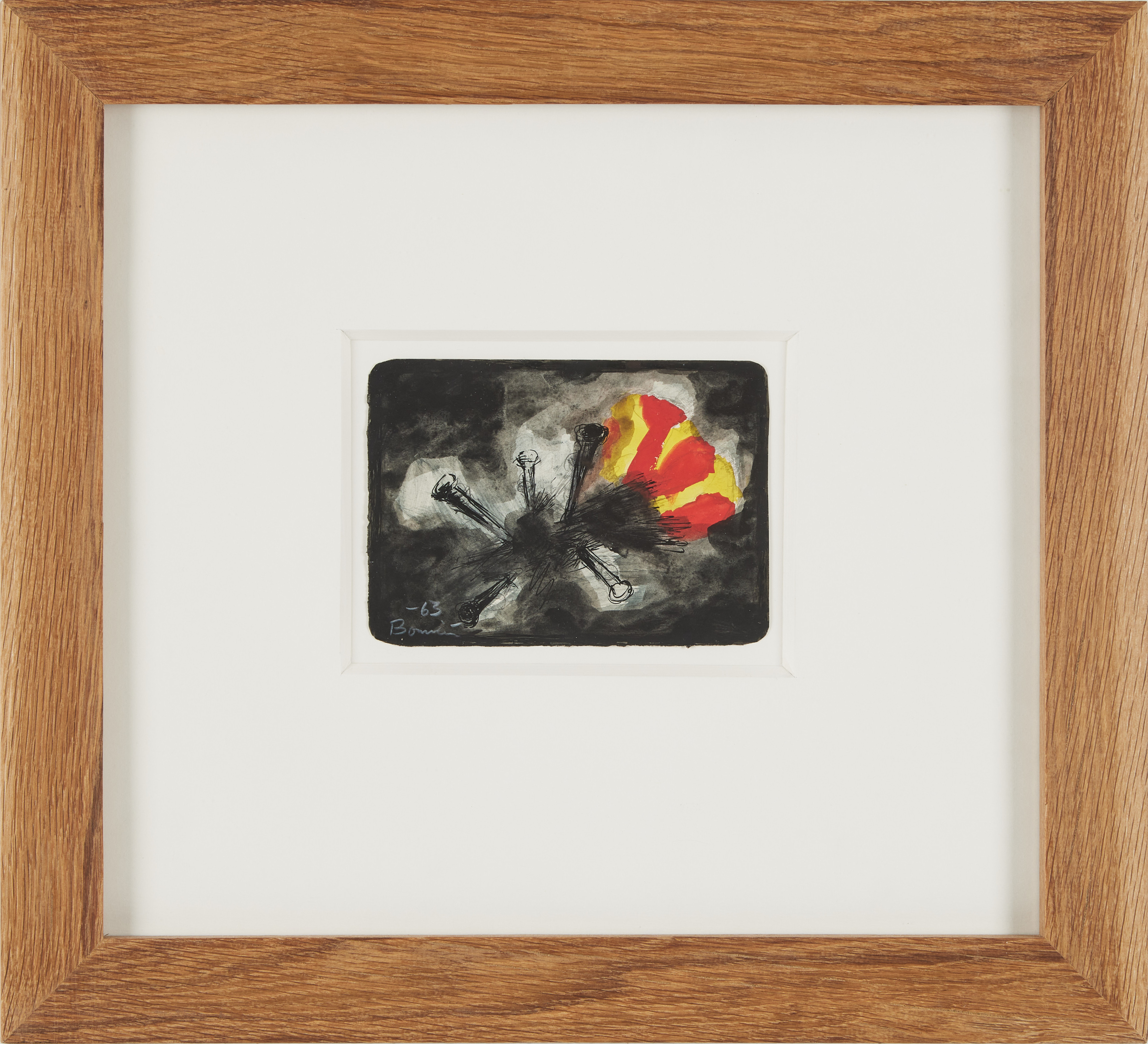 OLLE BONNIÉR. "Ariadnes vägg, Minos Palats", blandteknik på papper, signerad och daterad 1963.