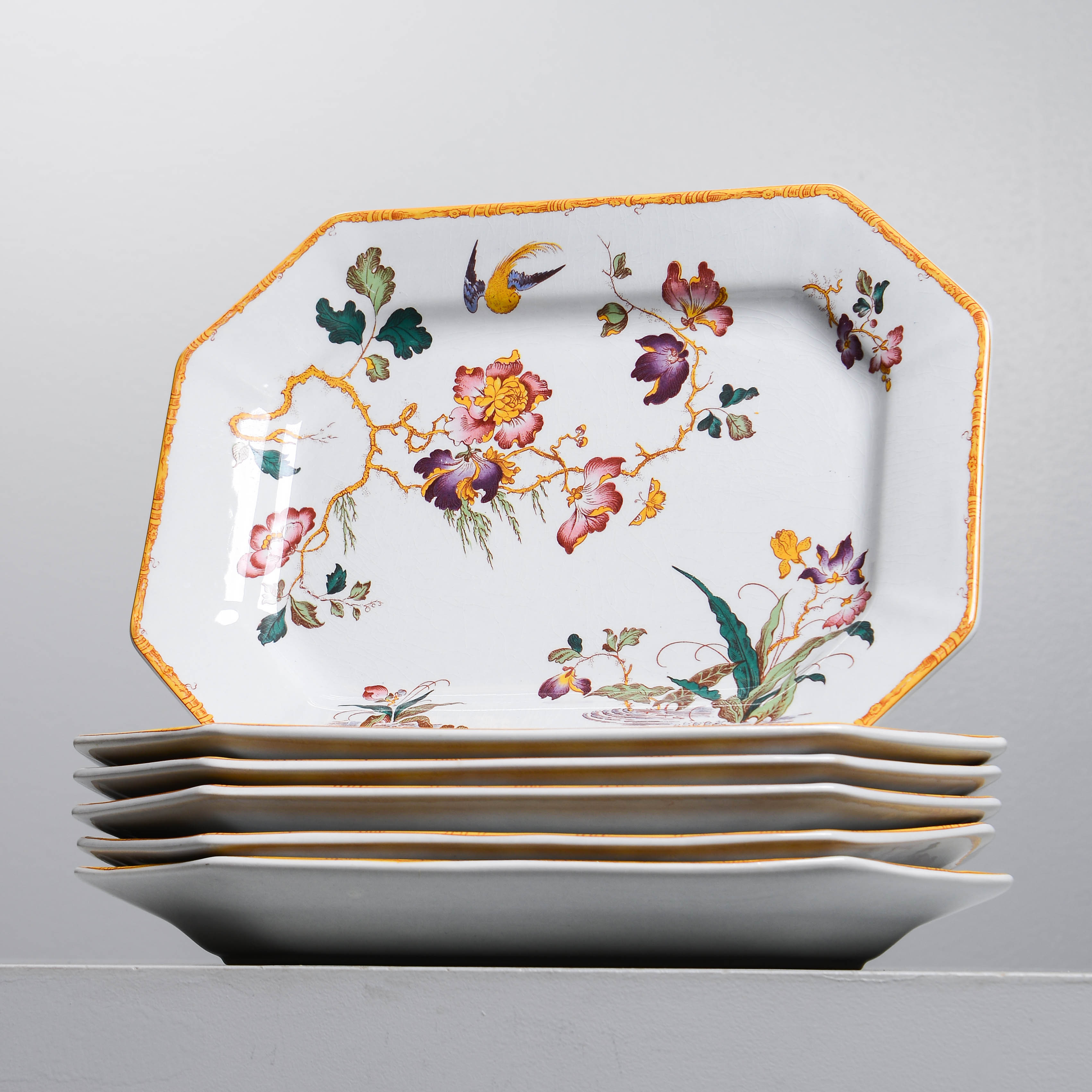 WEDGWOOD, tallrikar, 6 st, "Devon Rose", Georgetown Collection, England.