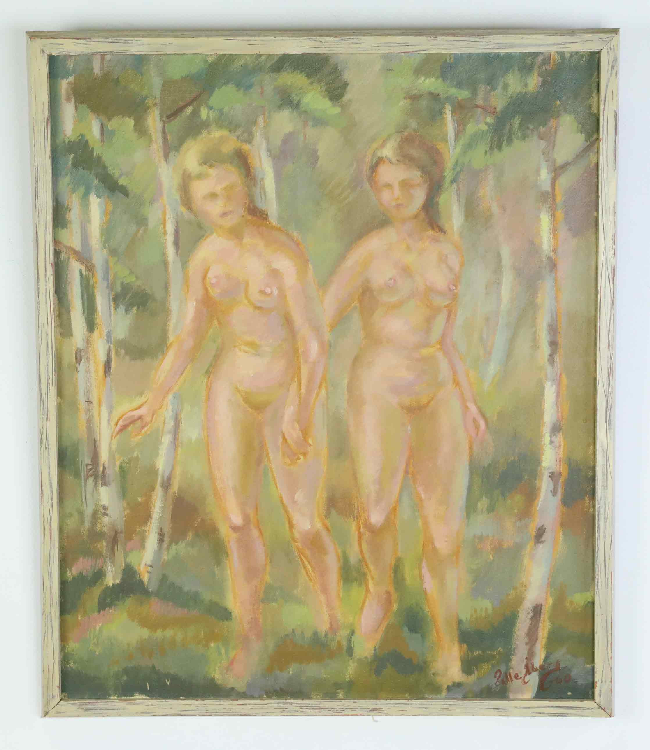 PALLE ÅBERG. olja på duk, "Flickor", signerad, daterad 60.