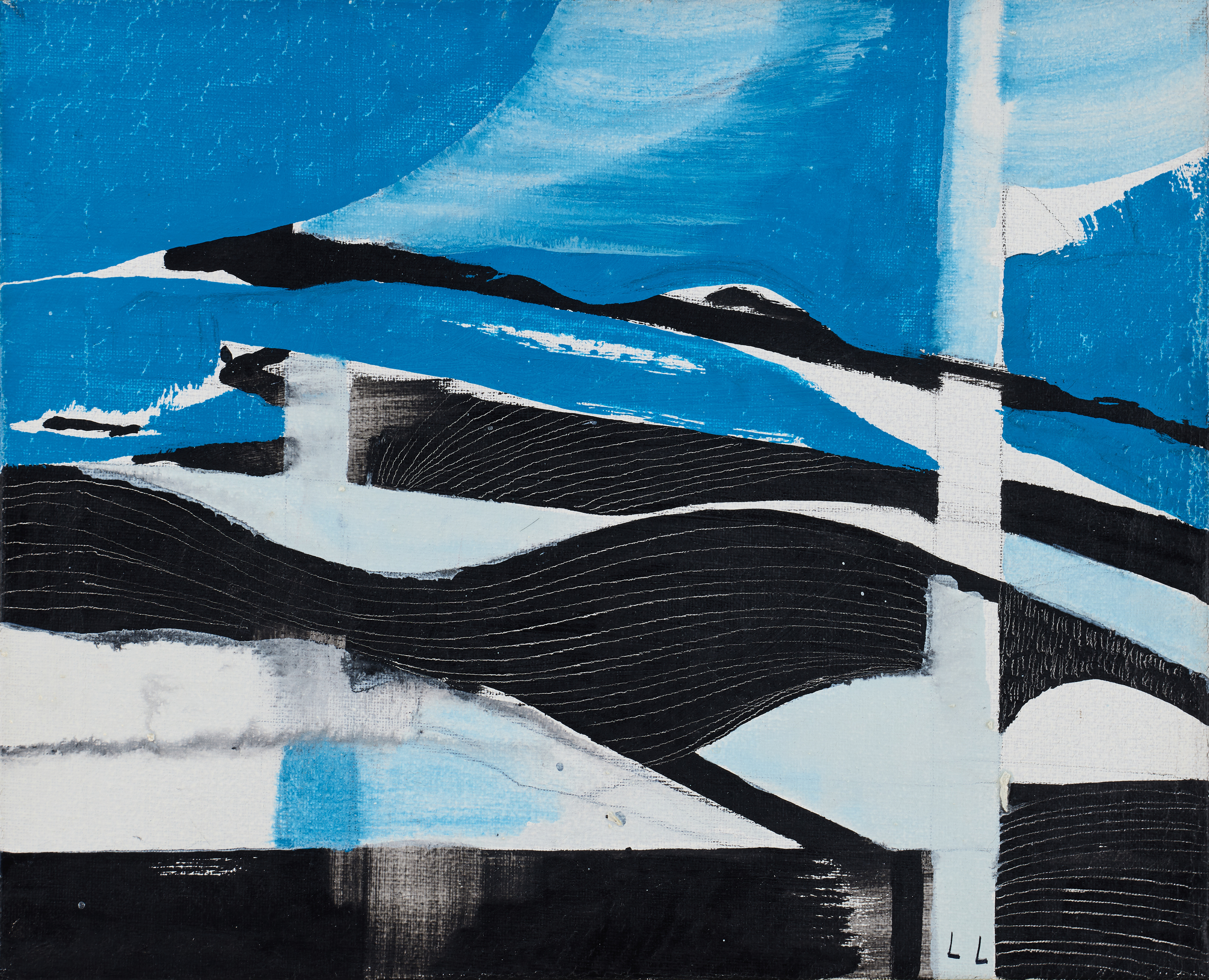 LAGE LINDELL. Kompostion i blått.