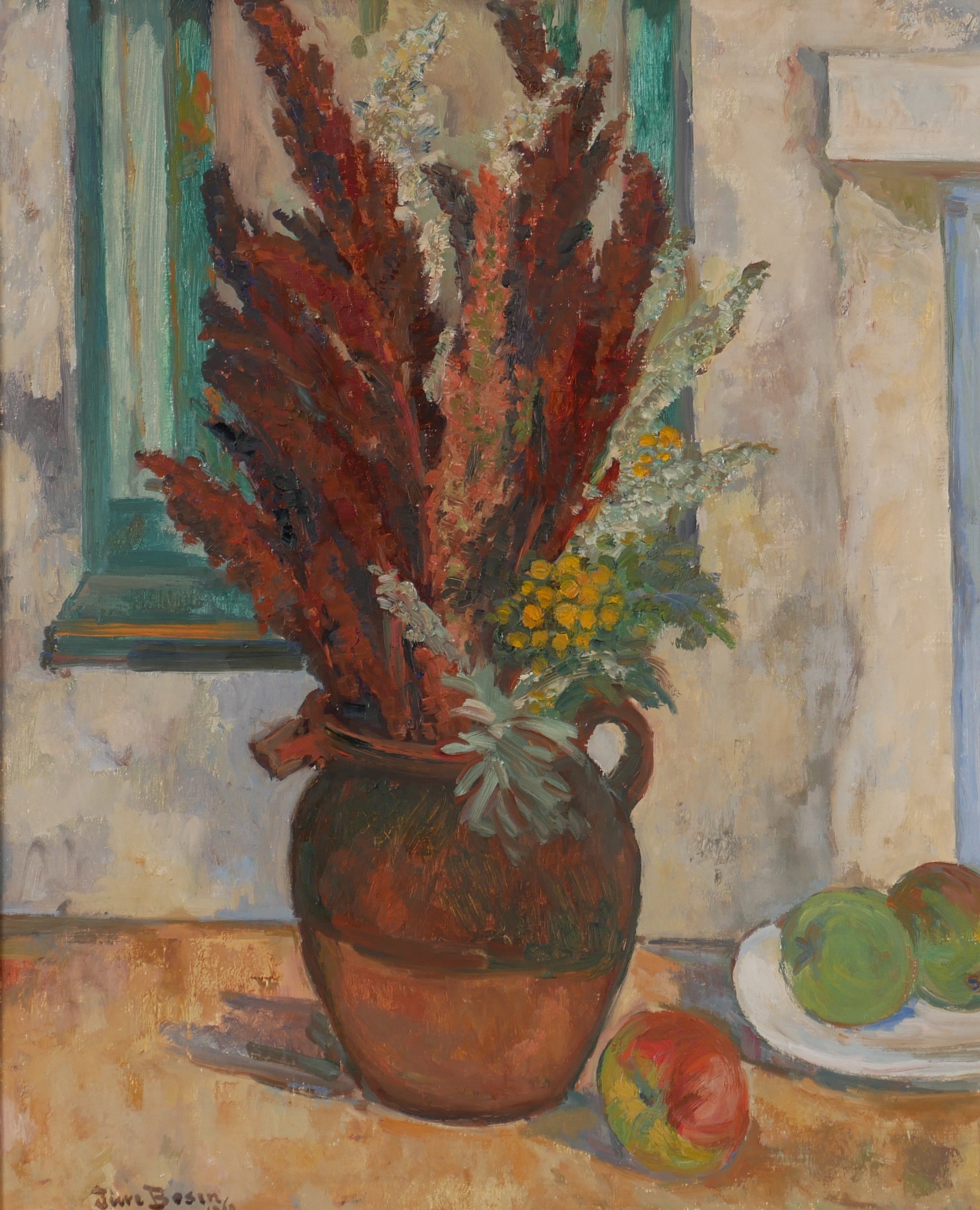 TURE BOSIN. "Höstbukett", olja på pannå, signerad Ture Bosin 1960.