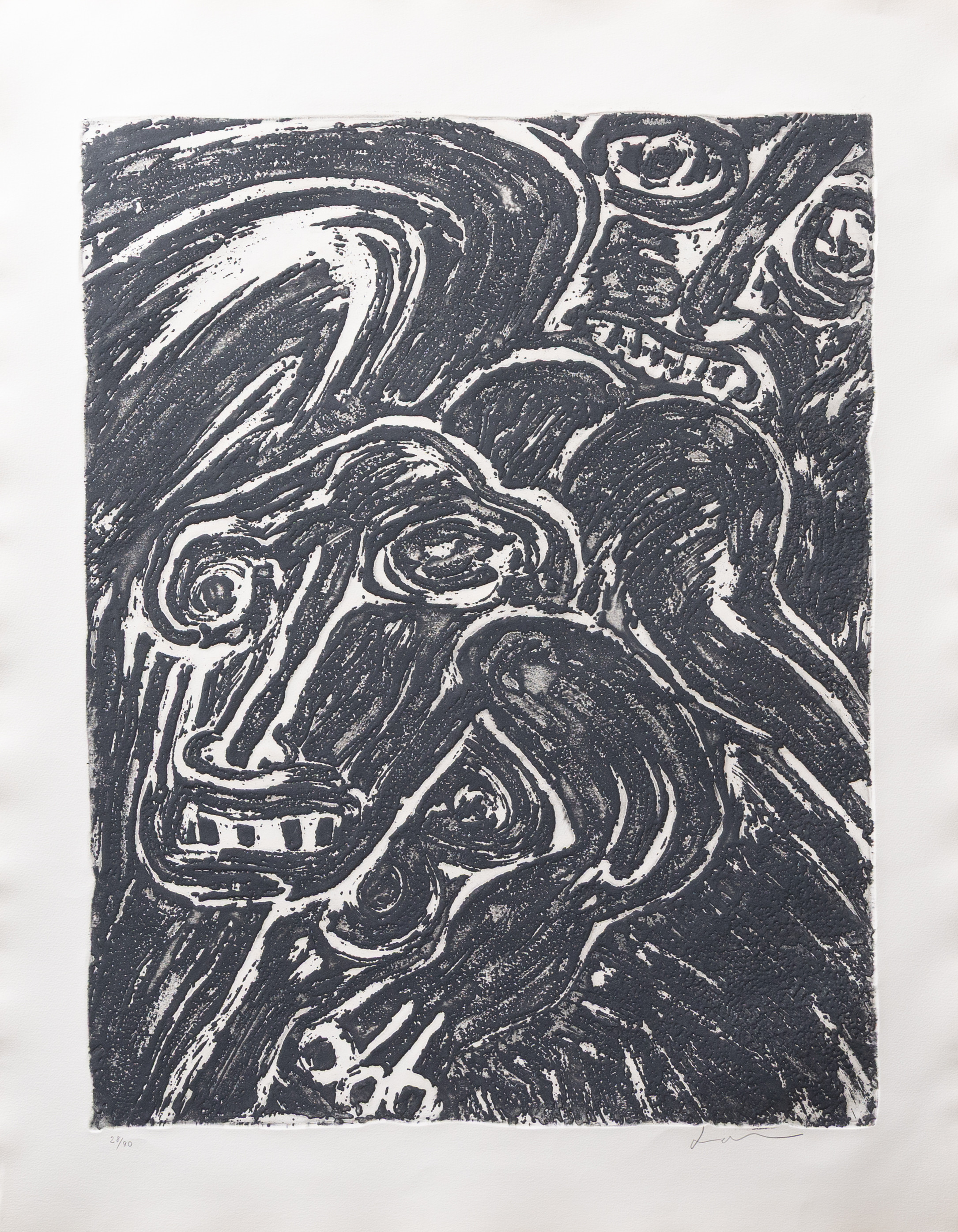 BENGT LINDSTRÖM. "Guda gubbarna" carborundumtryck nr 28/90, signerad.