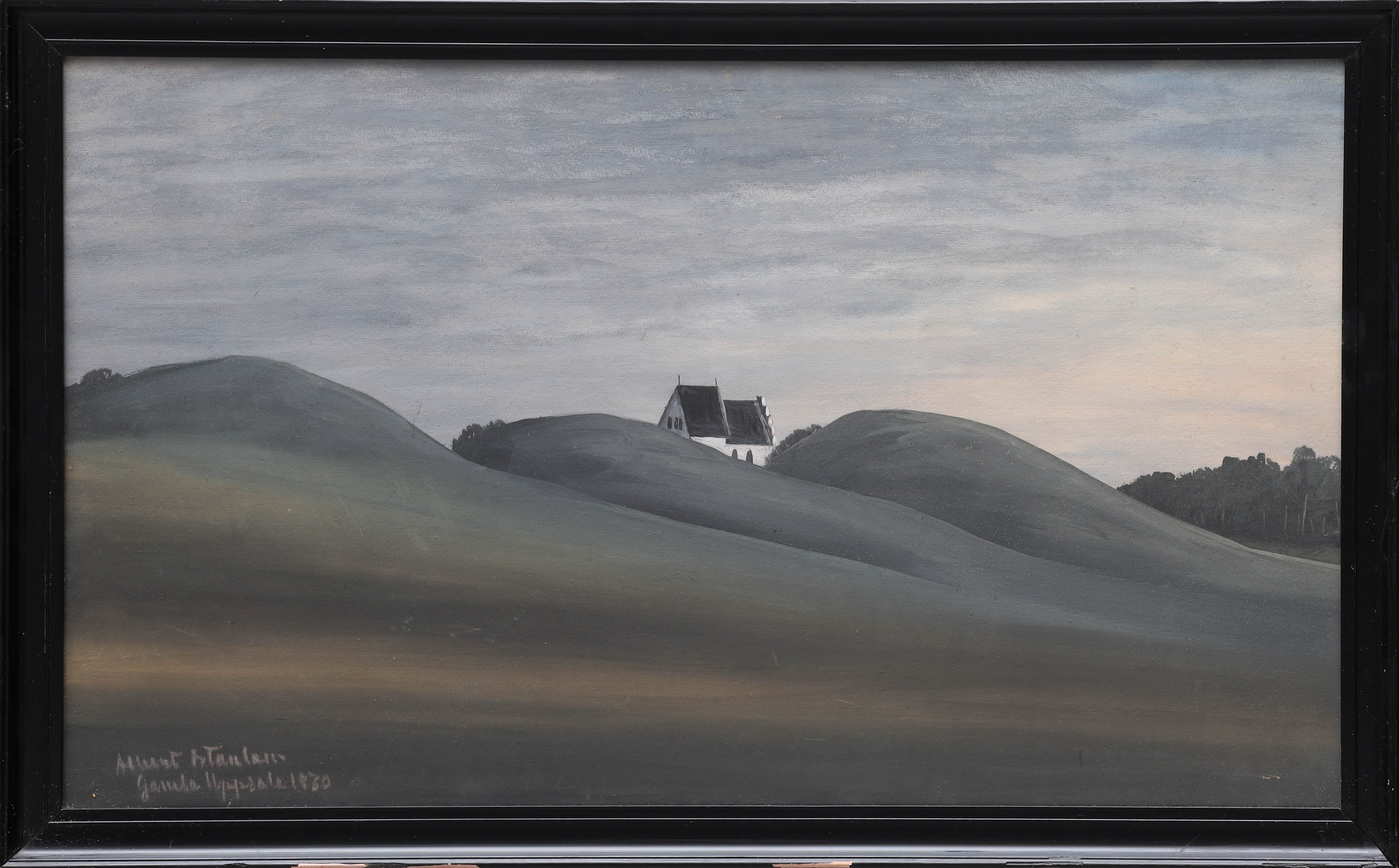 ALBERT STANLAW. akvarell, "Gamla Uppsala", signerad, datering 1930.