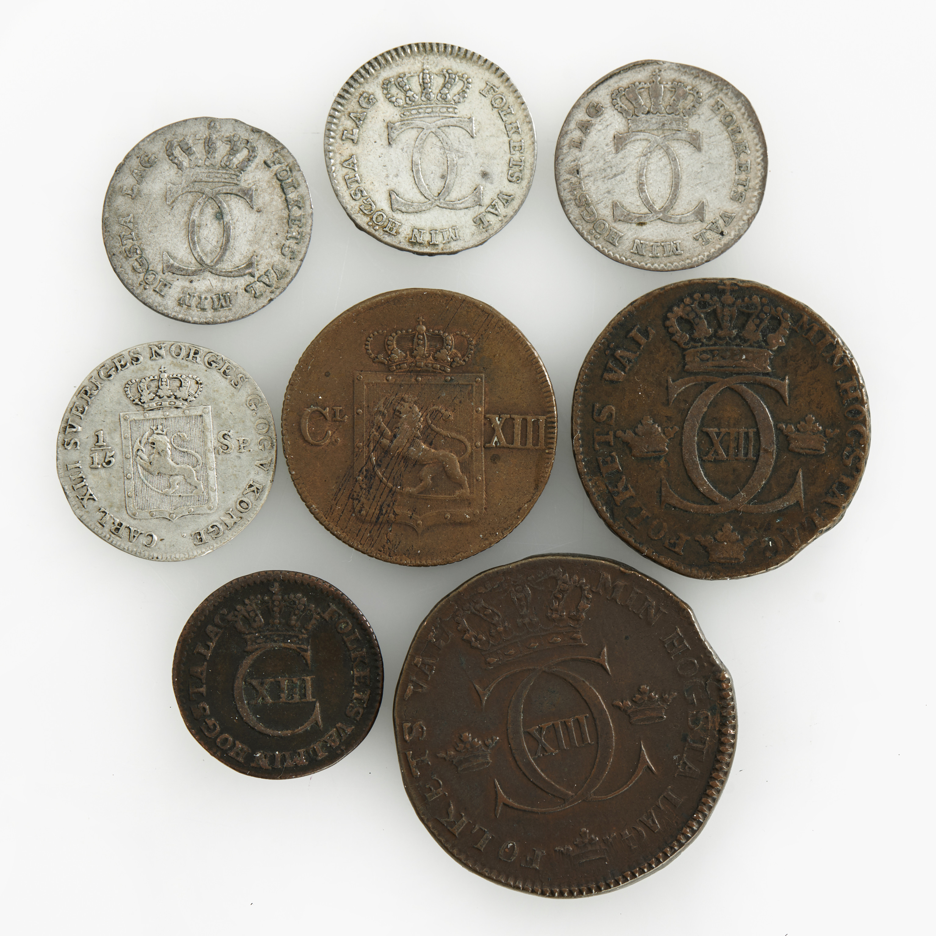 KARL XIII (1809-1818), 8 silver & kopparmynt.