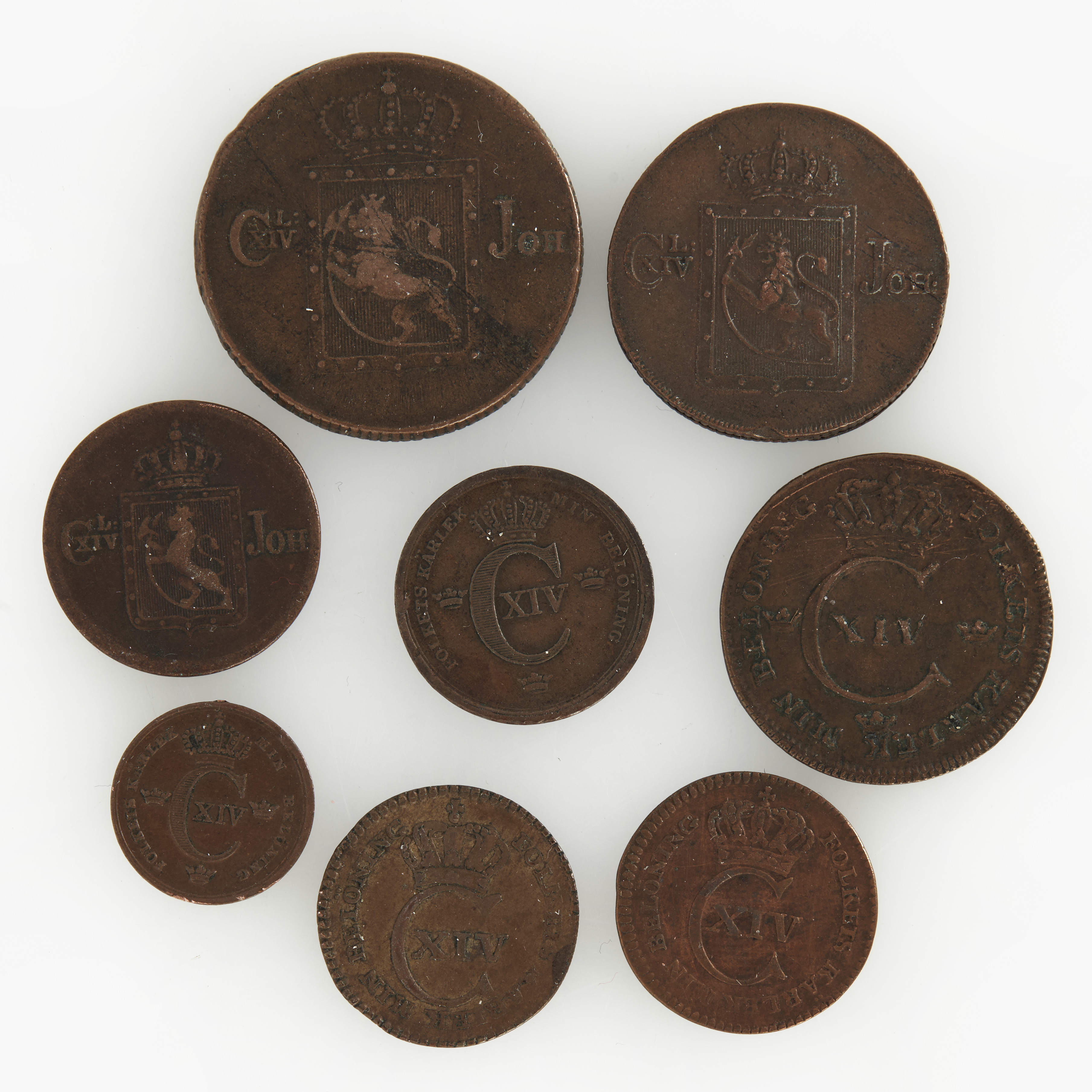 KARL XIV JOHAN (1818-1844), 8 kopparmynt.