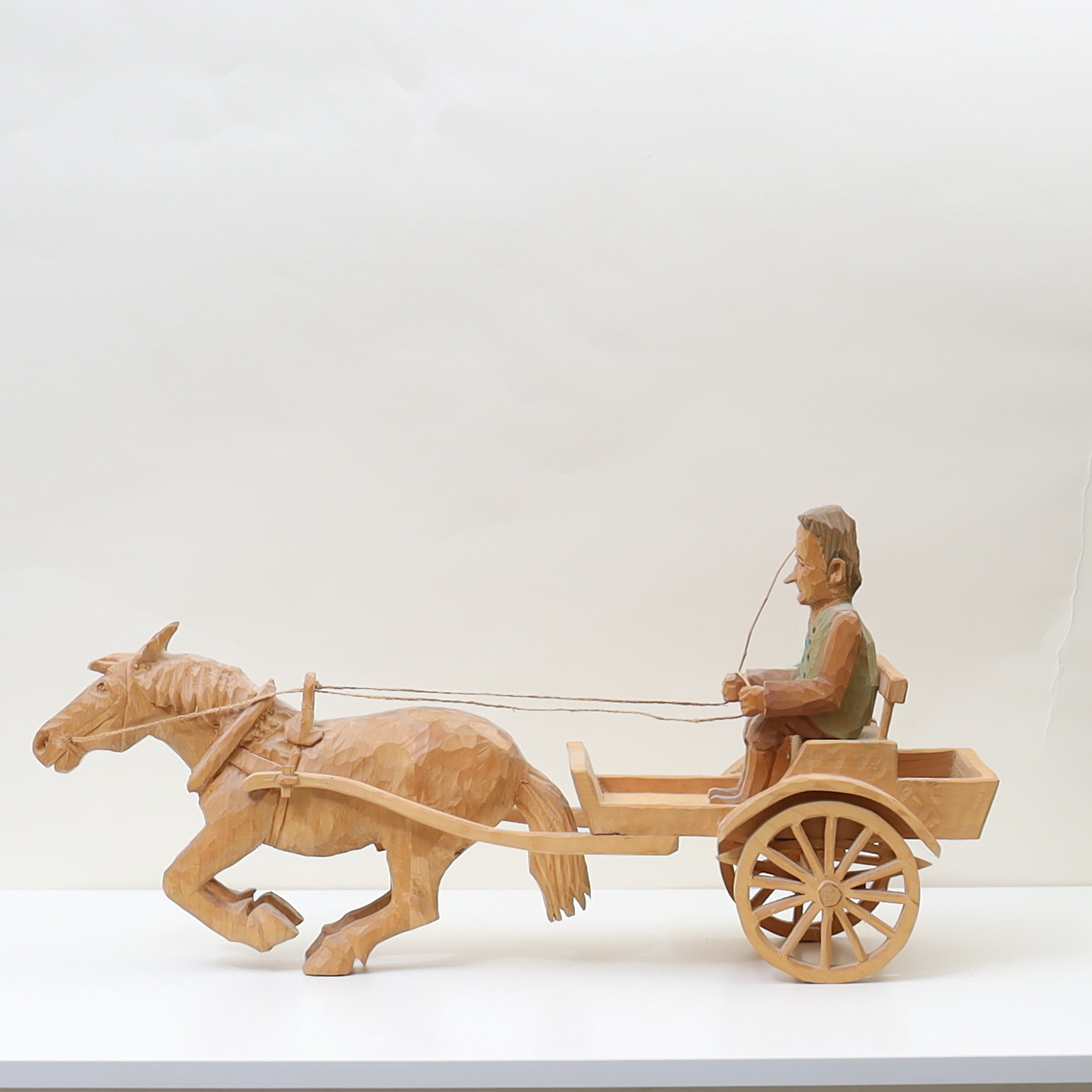 WERNER SJÖBERG. Skulptur, häst med vagn, signerad.