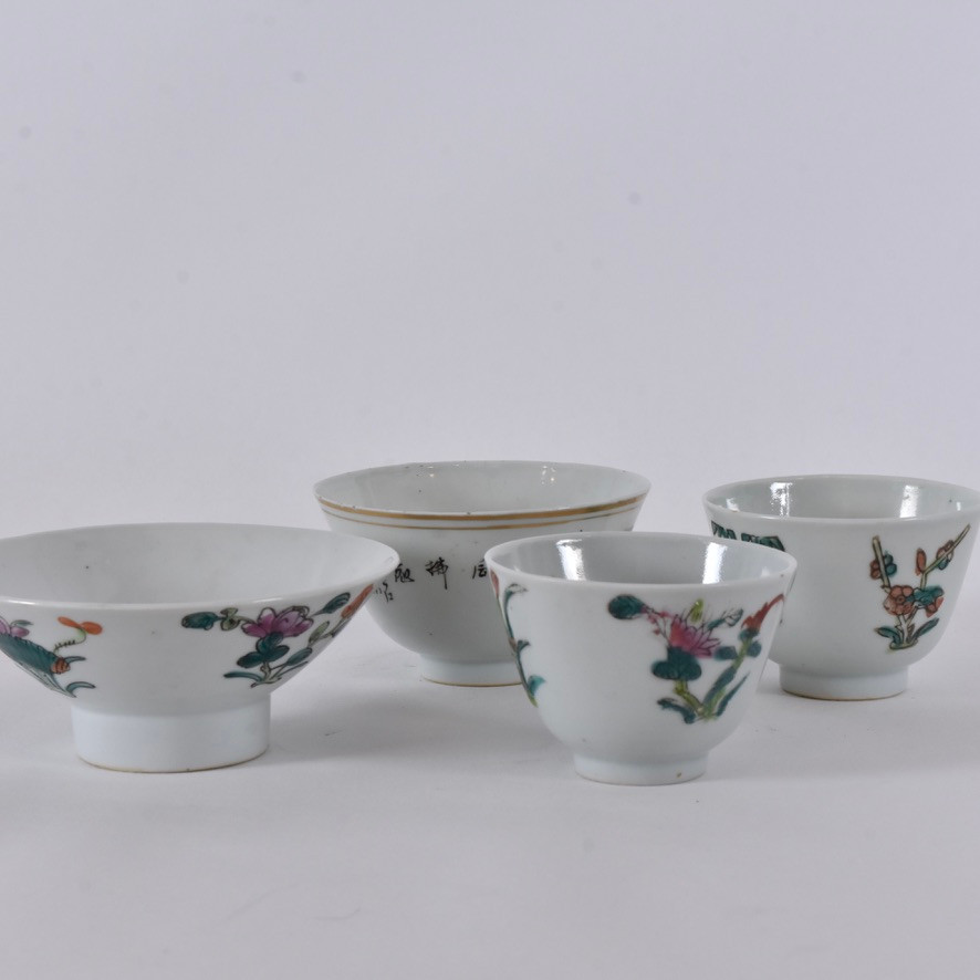 KOPPAR/SKÅLAR, 4 st, porslin, Kina Qing/republik.