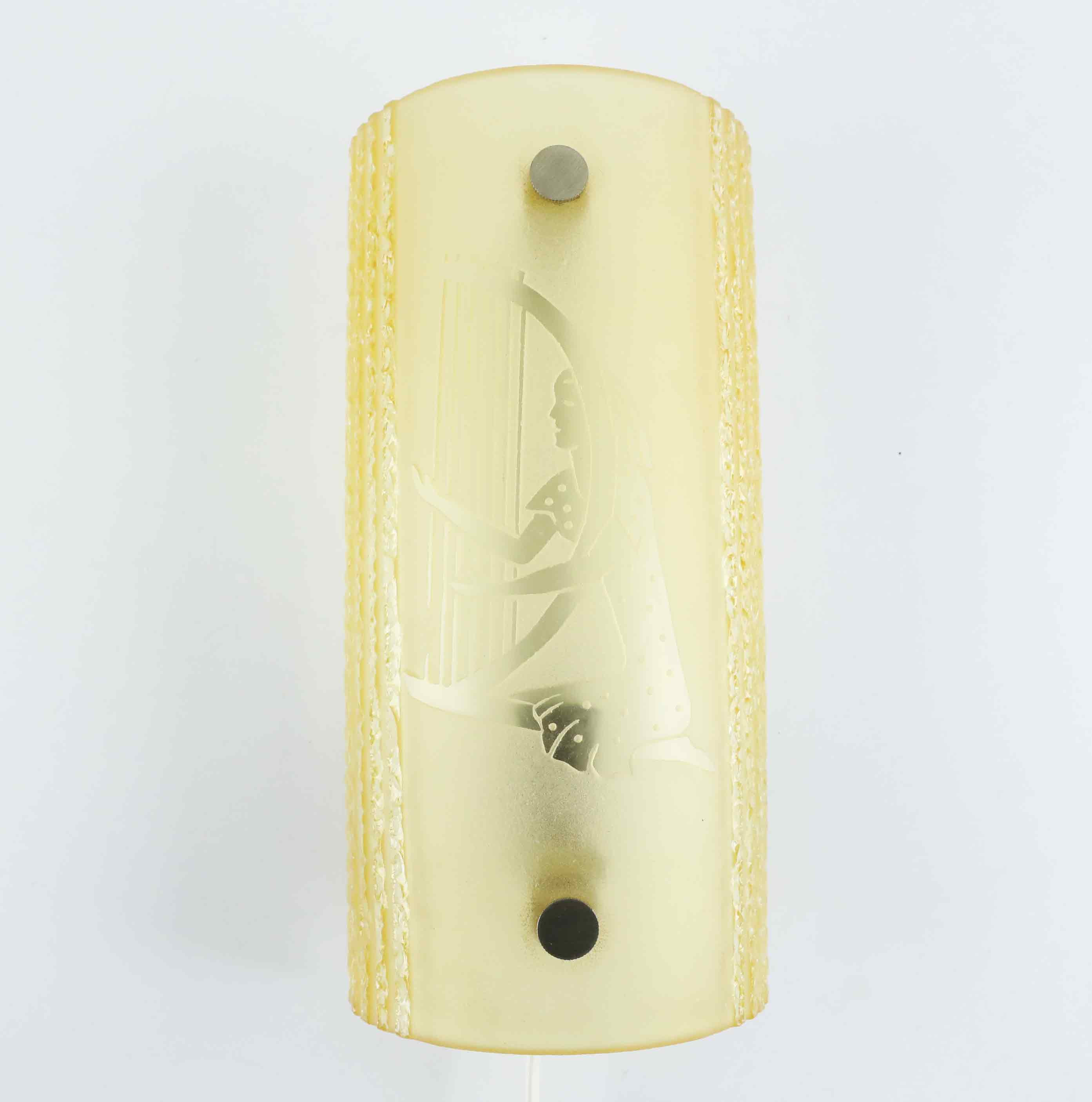 VÄGGLAMPA, glas, Swedish Modern, 1940-tal.