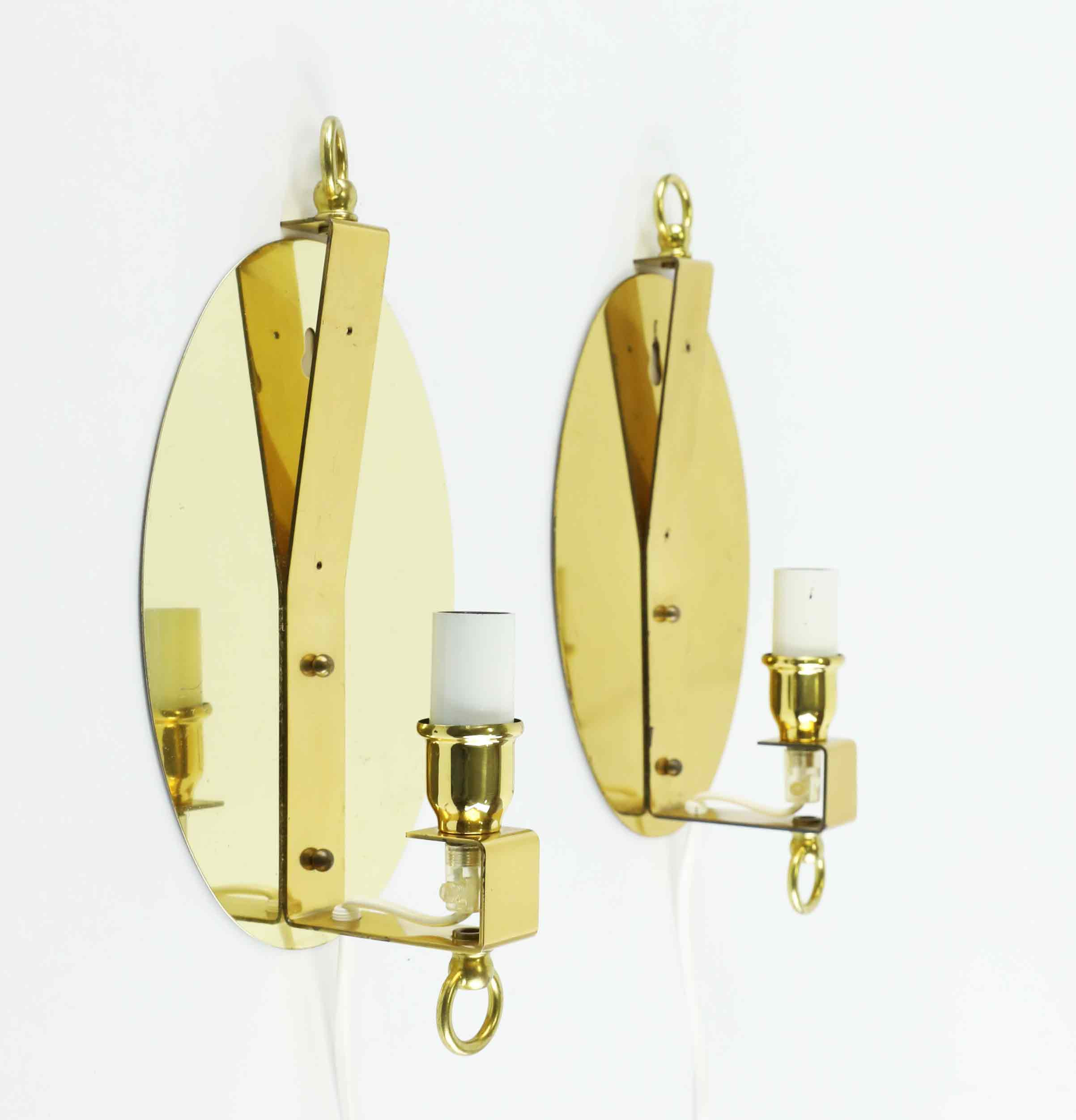 VÄGGLAMPOR, ett par, mässing, Borens, 1900-tal.