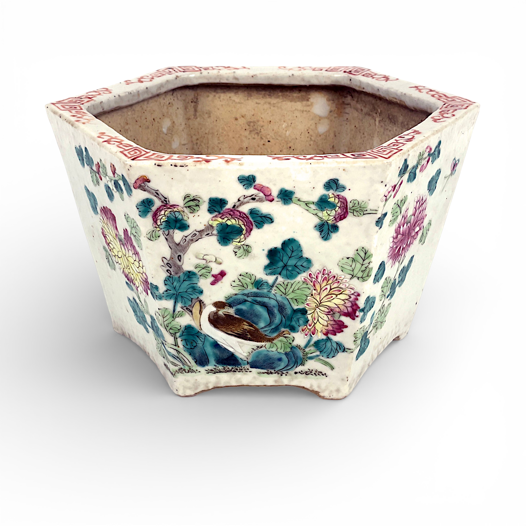 YTTERFODER, Kina, hexagonalt, porslin, sen Qing dynastin, 1800-tal.