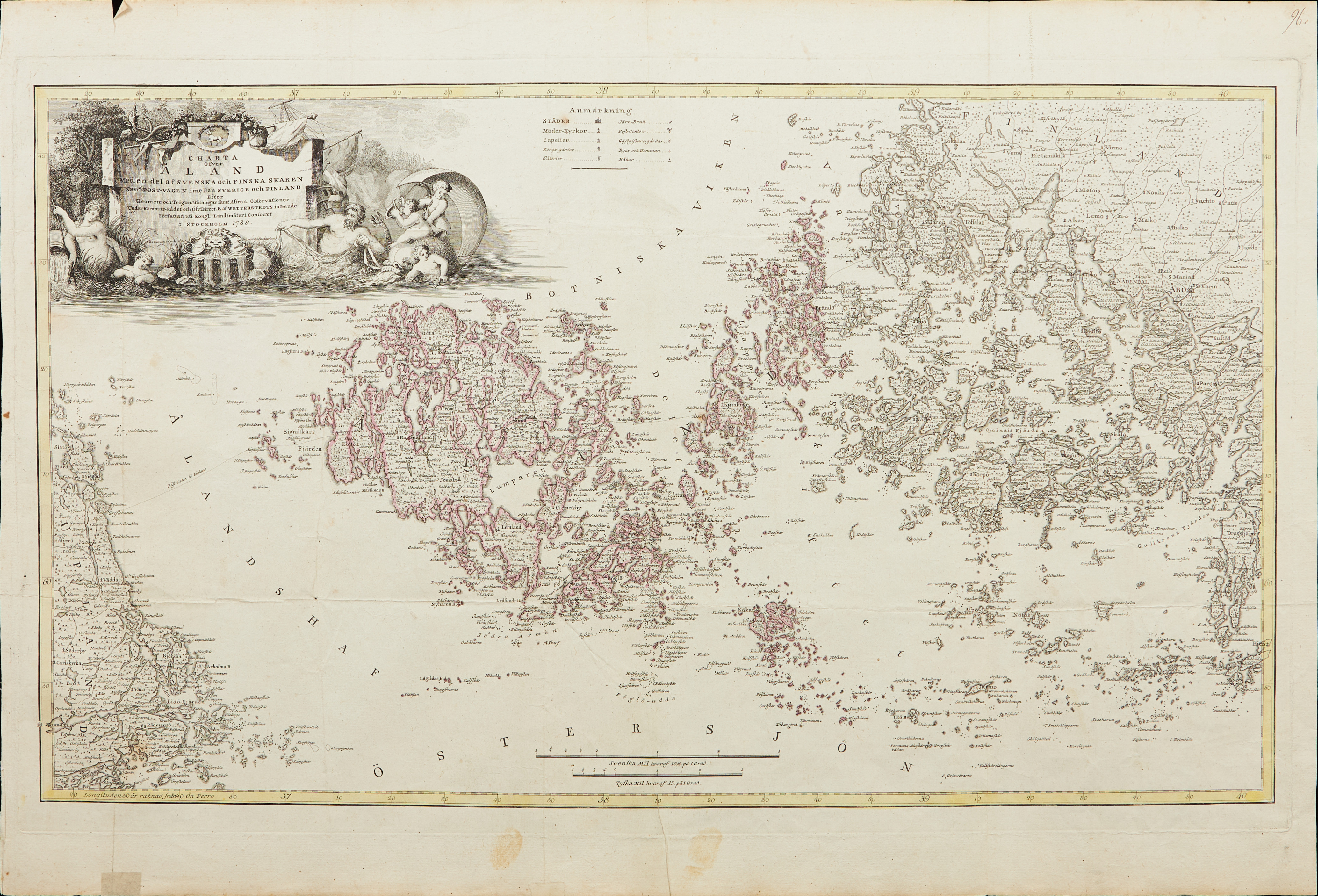 KARTA ÖVER ÅLAND OCH ÅBOLANDS SKÄRGÅRD, 1789.