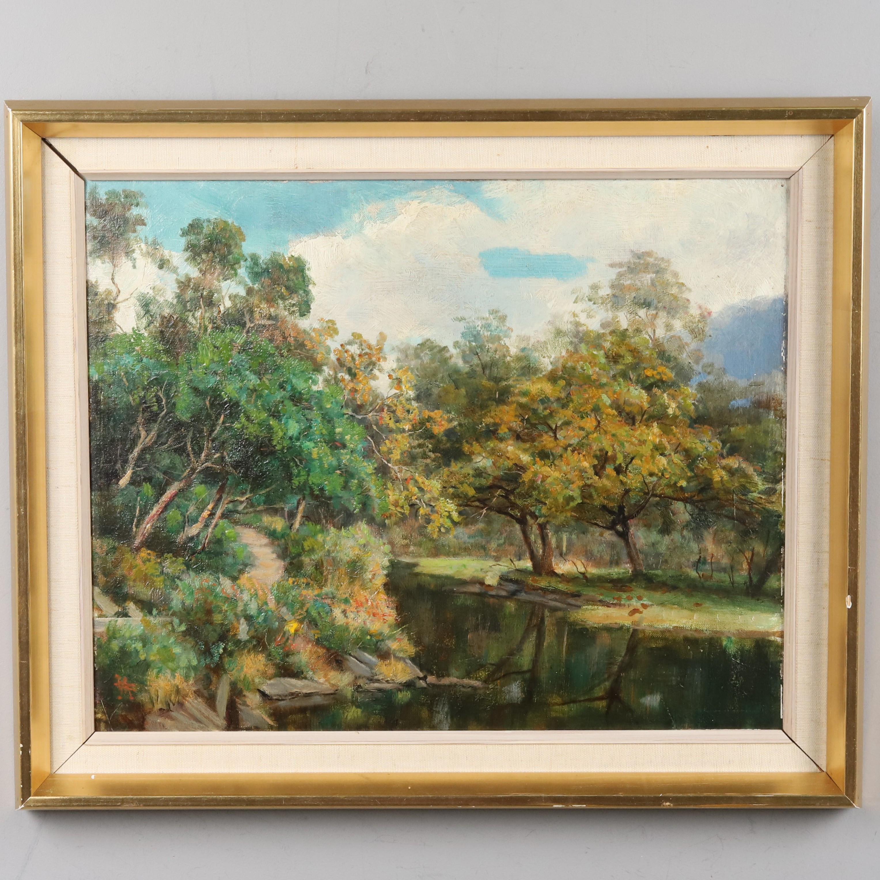 MICHEL CONNOLLY. OLJA PÅ DUK, " Autumn Killarney", engelsk skola, 1800-tal, signerad.