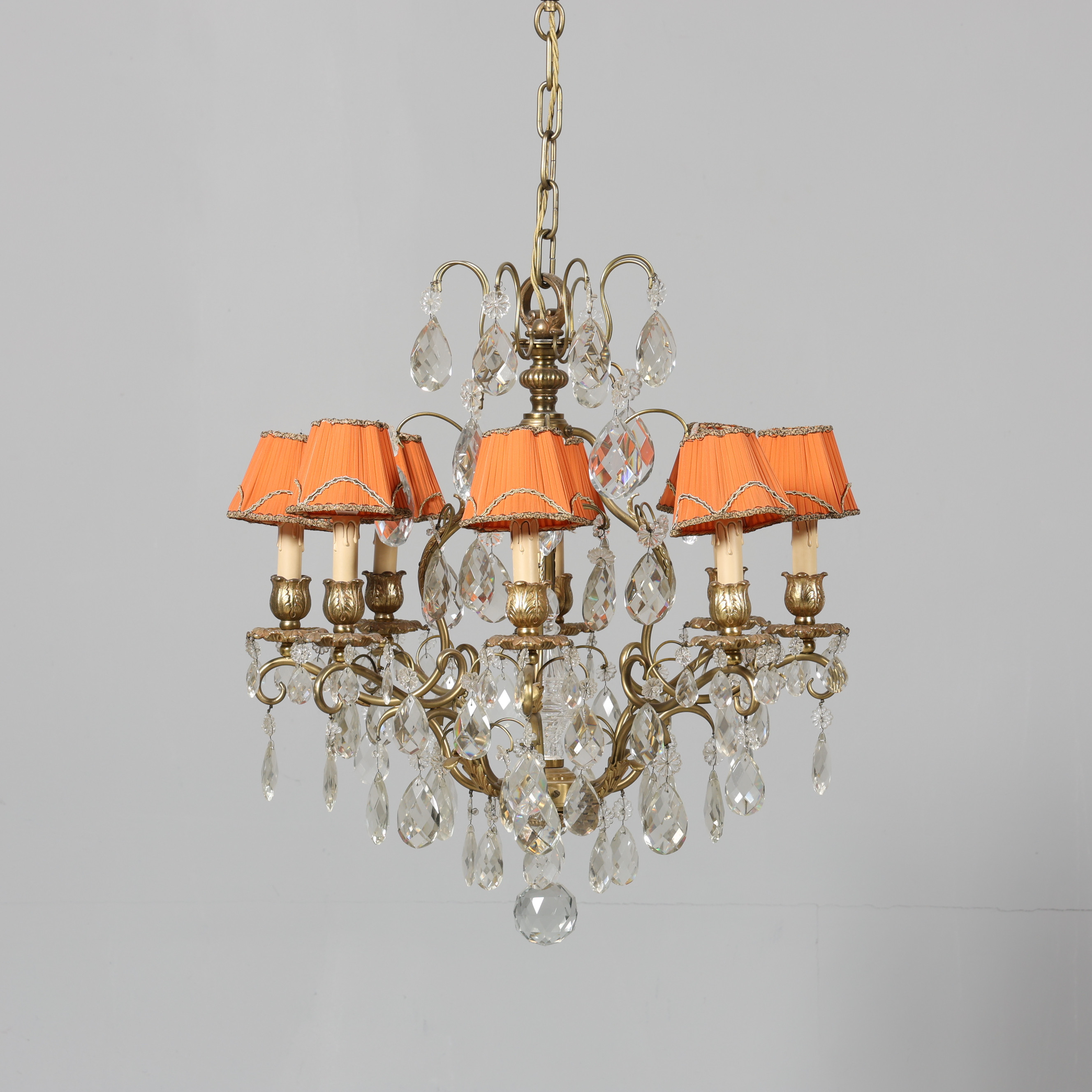 LJUSKRONA, rokokostil, mässing prismor, 1900-tal.