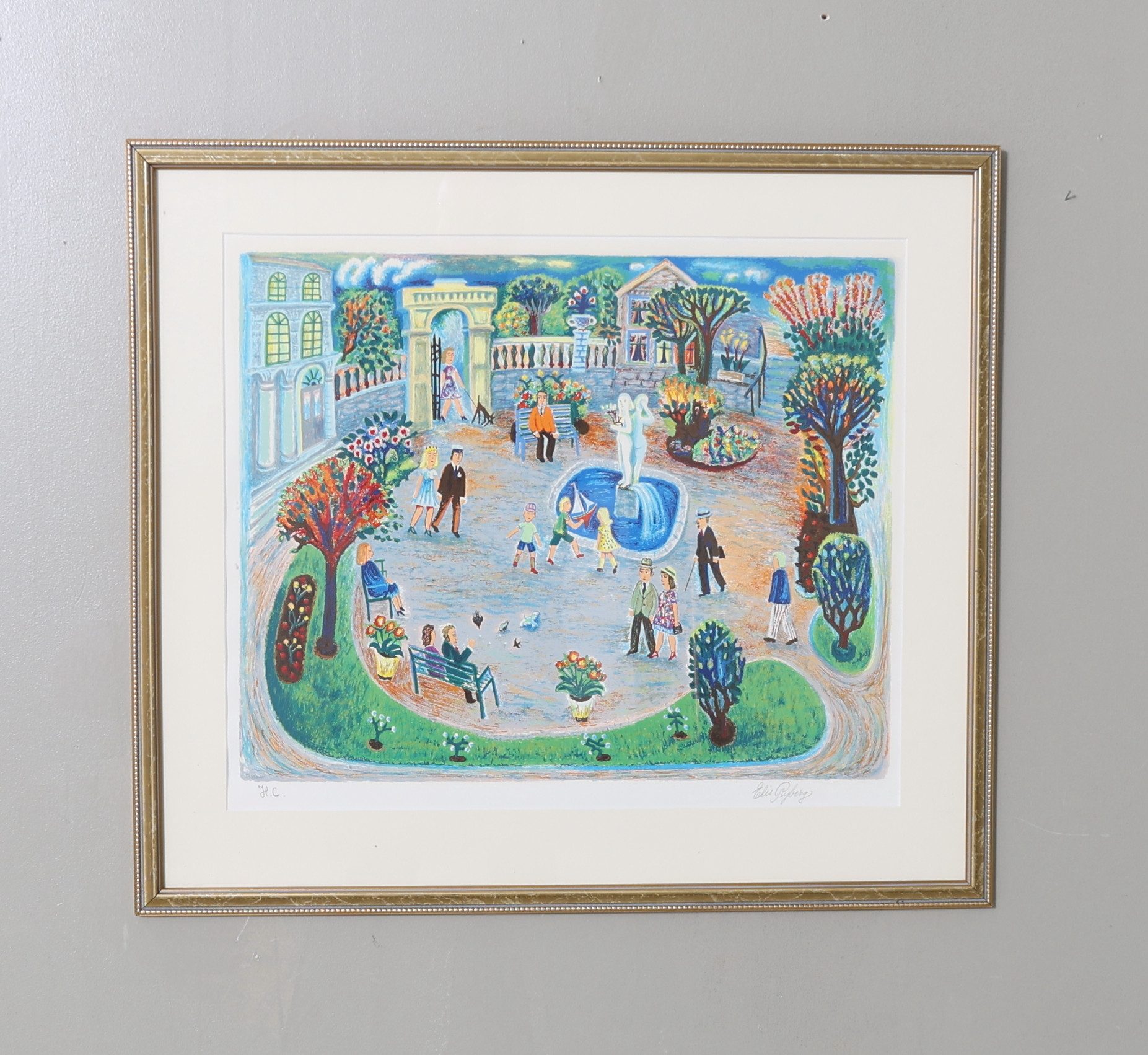 ELIS RYBERG. Mosebacke torg, litografi, signerad samt numrerad H.C.