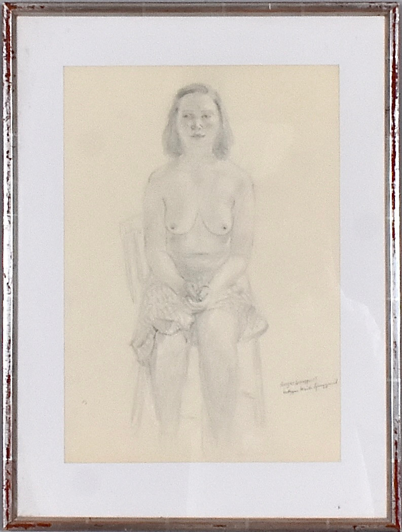 BIRGER  LJUNGQUIST. blyertsteckning, sittande akt.