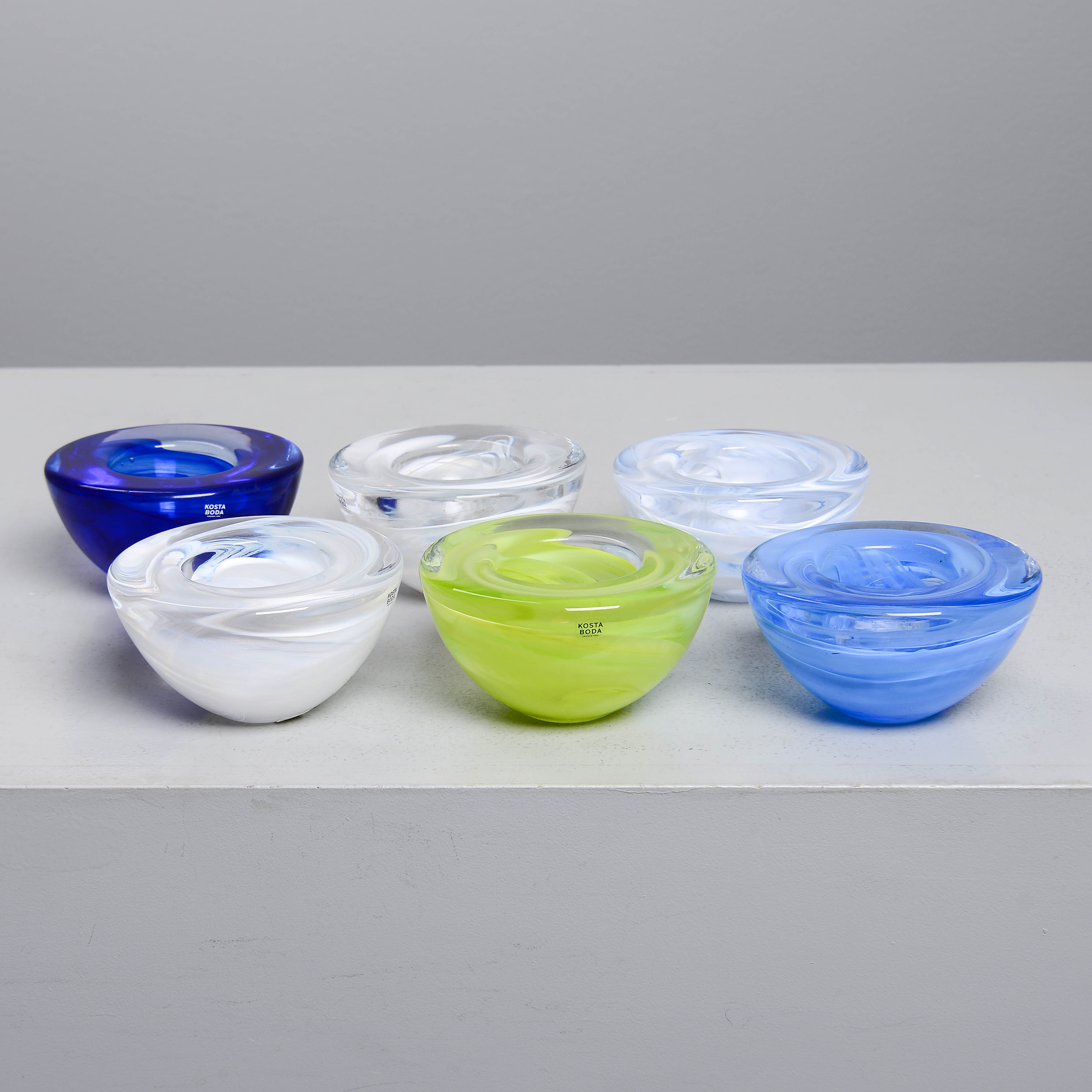 ANNA EHRNER. Ljuslyktor, 6 st, "Atoll", Kosta Boda.