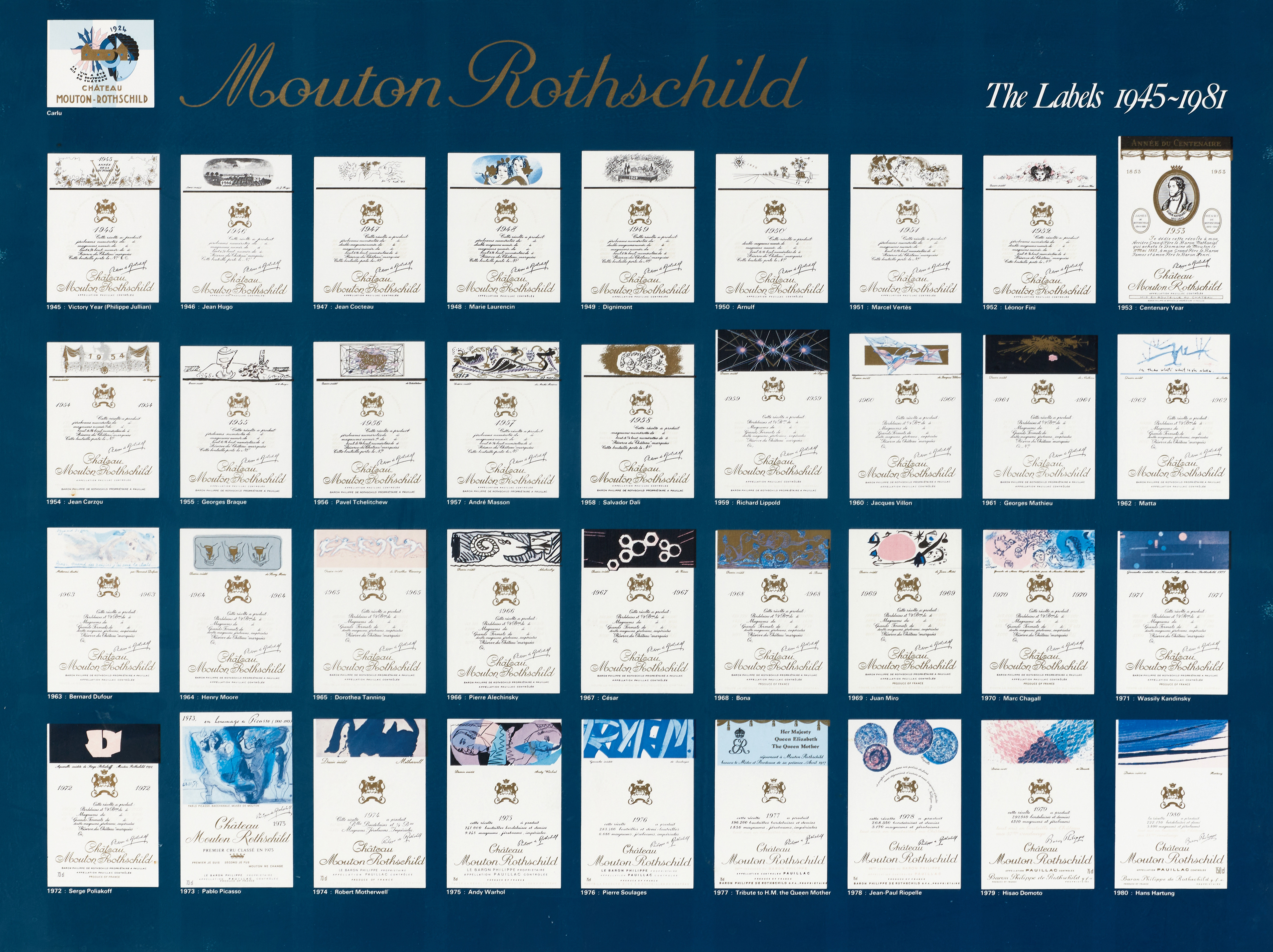 AFFISCH, "Château Mouton Rothschild" The Labels 1945-1981.