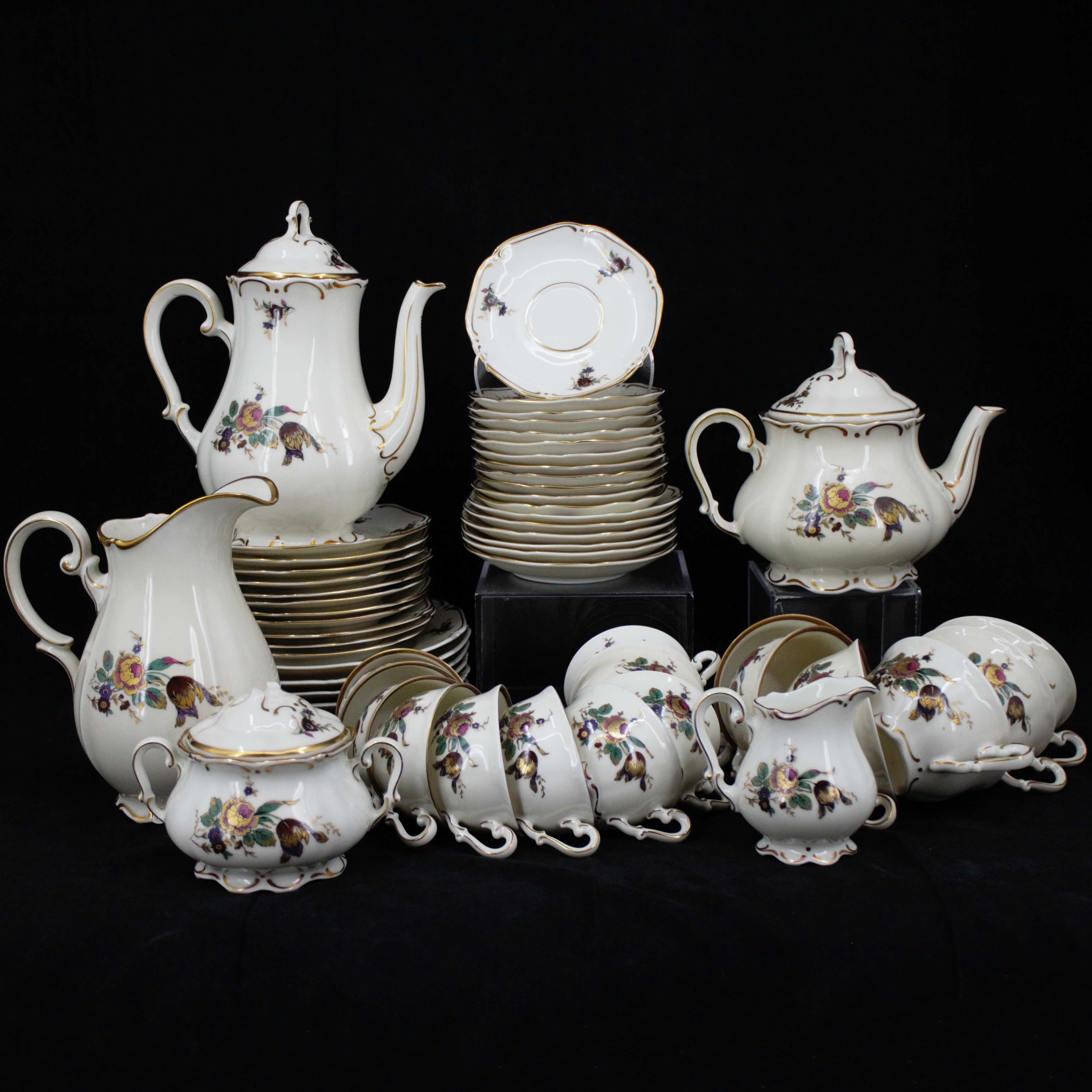 TE-& KAFFESERVIS, 57 delar, porslin, KP Karlskrona, 1900-tal.