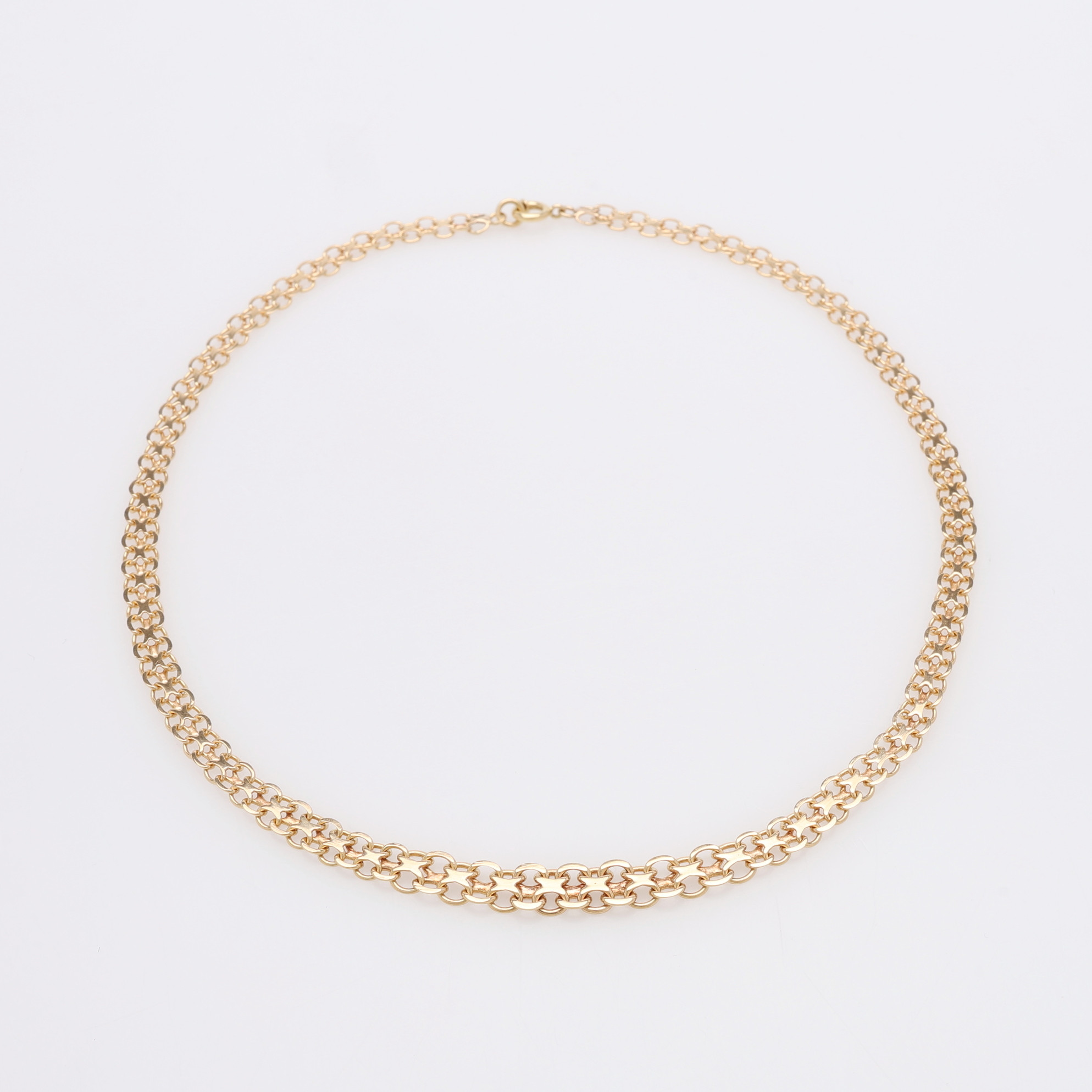 COLLIER, DOSERAD X-LÄNK, 18K GULD, TOTAL VIKT 13,9 GRAM.