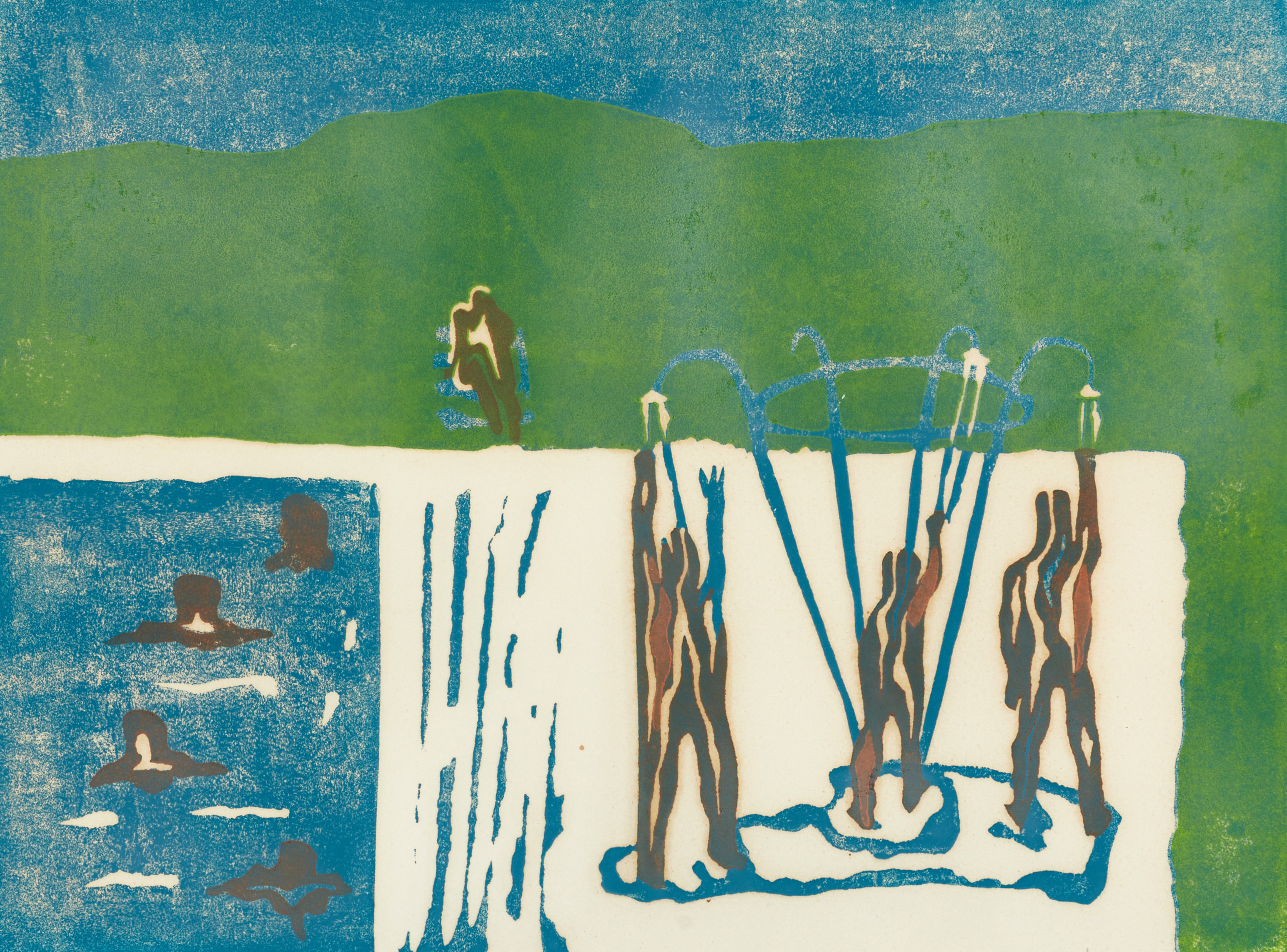 MAX BILDE (1919-2011). Komposition, signerad och daterad Bilde -69, numrerad 9/12, färglitografi.