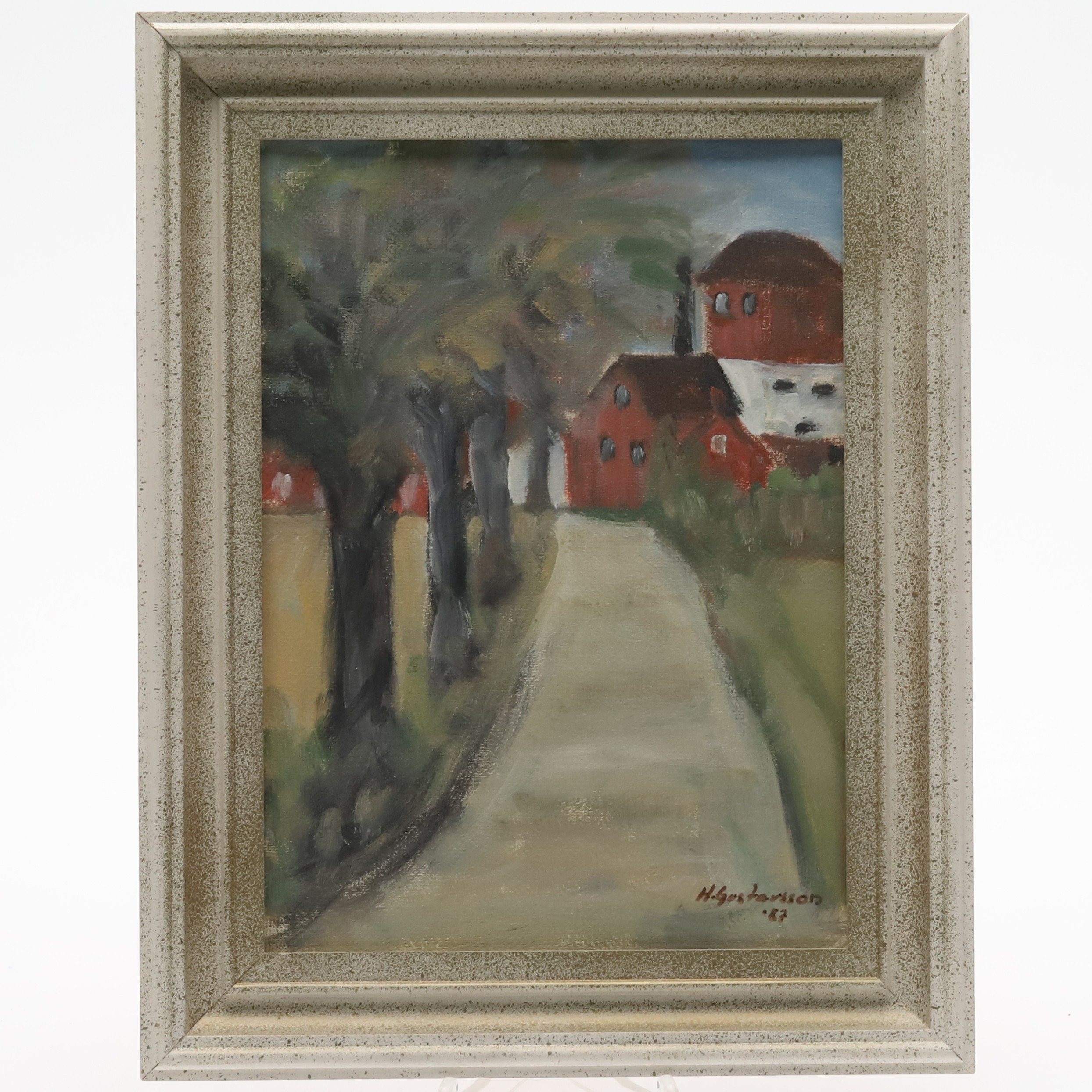 HENRY GUSTAV GUSTAVSSON. OLJA PÅ DUK, "Pershyttan", signerad & daterad -87.