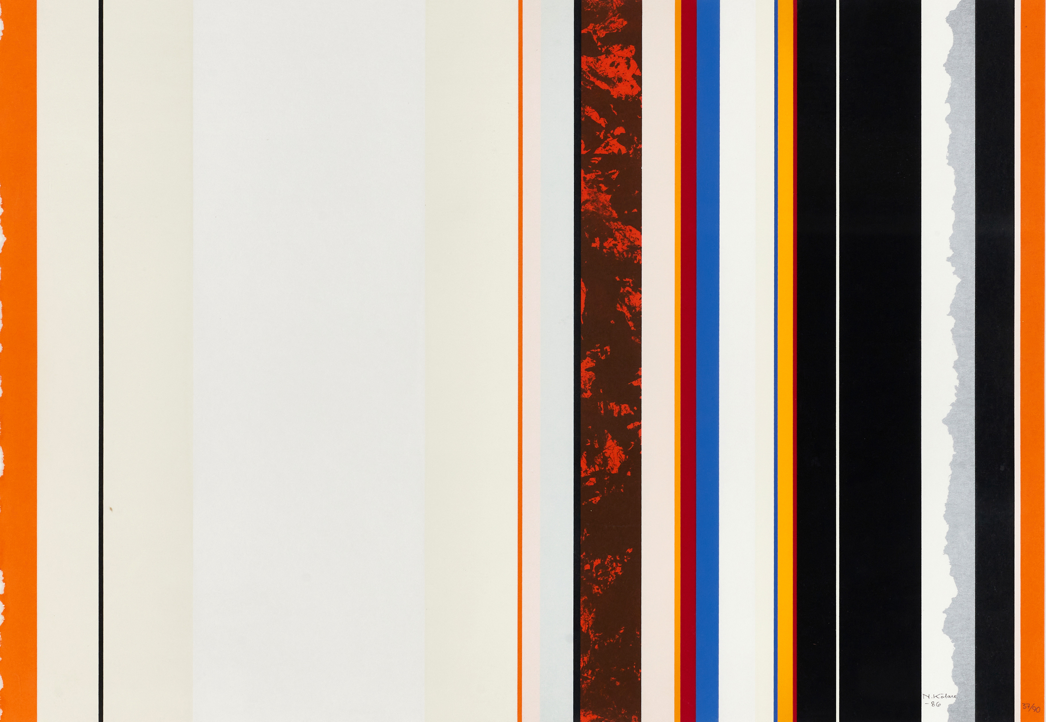 NILS KÖLARE (1930-2007). Komposition, signerad daterad N.Kölare -86, numrerad 37/90, serigrafi.
