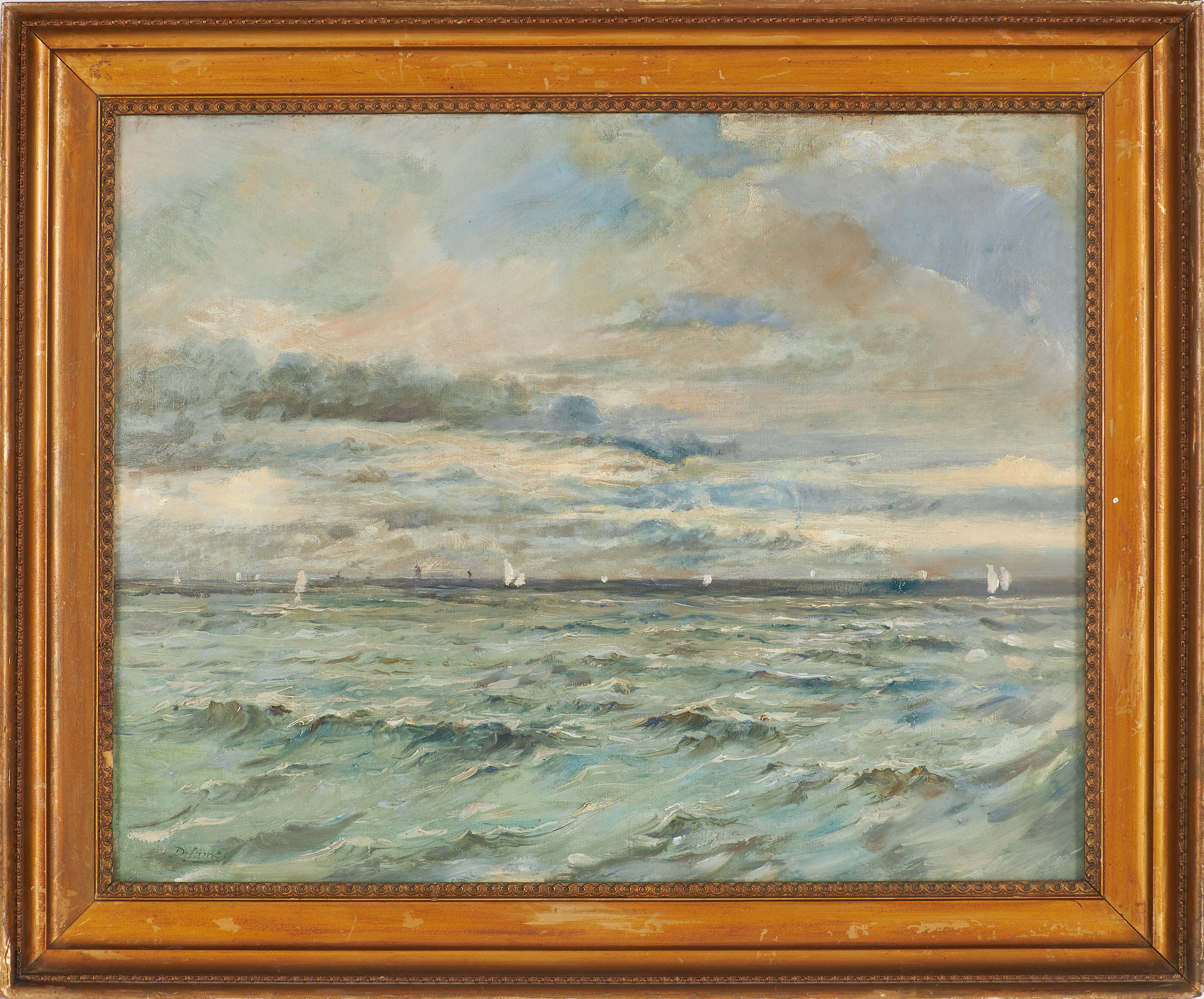 DAVID JAMES (1853-1904). Marint motiv, olja på duk, signerad.