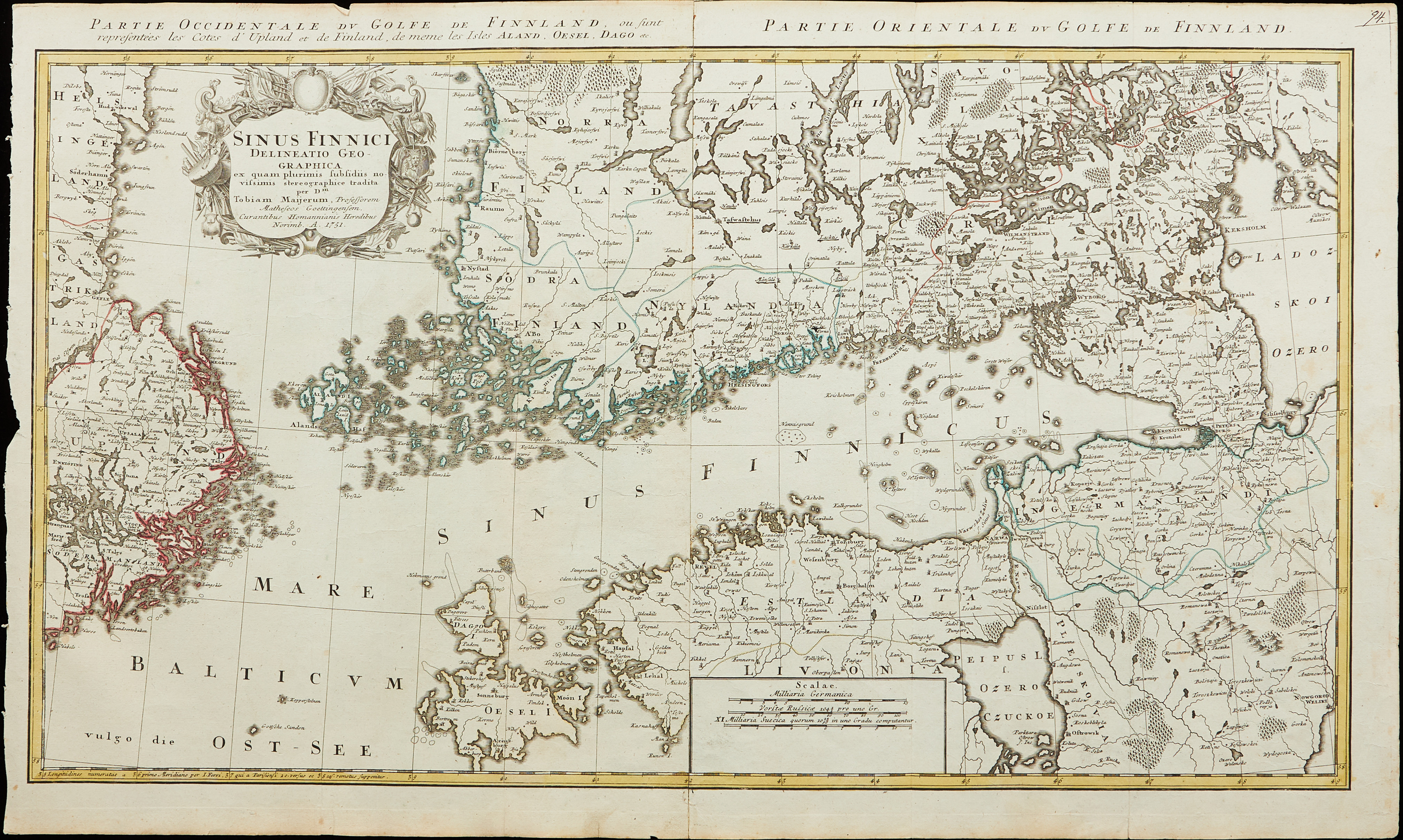 HOMANN, KARTA FINLAND, ESTLAND FINSKA VIKEN, 1751.