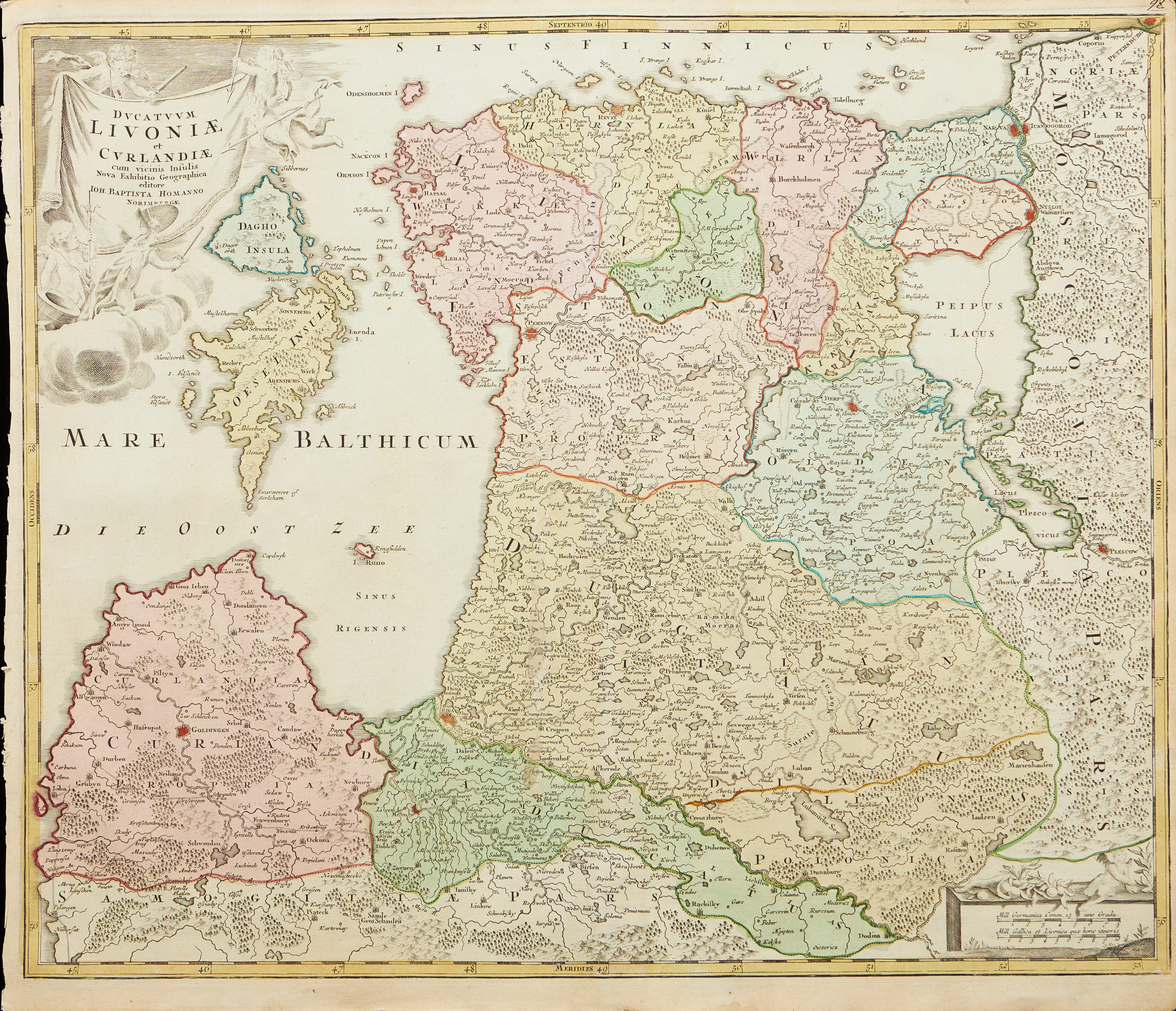 KARTA, ESTLAND OCH LETTLAND, CA 1730.