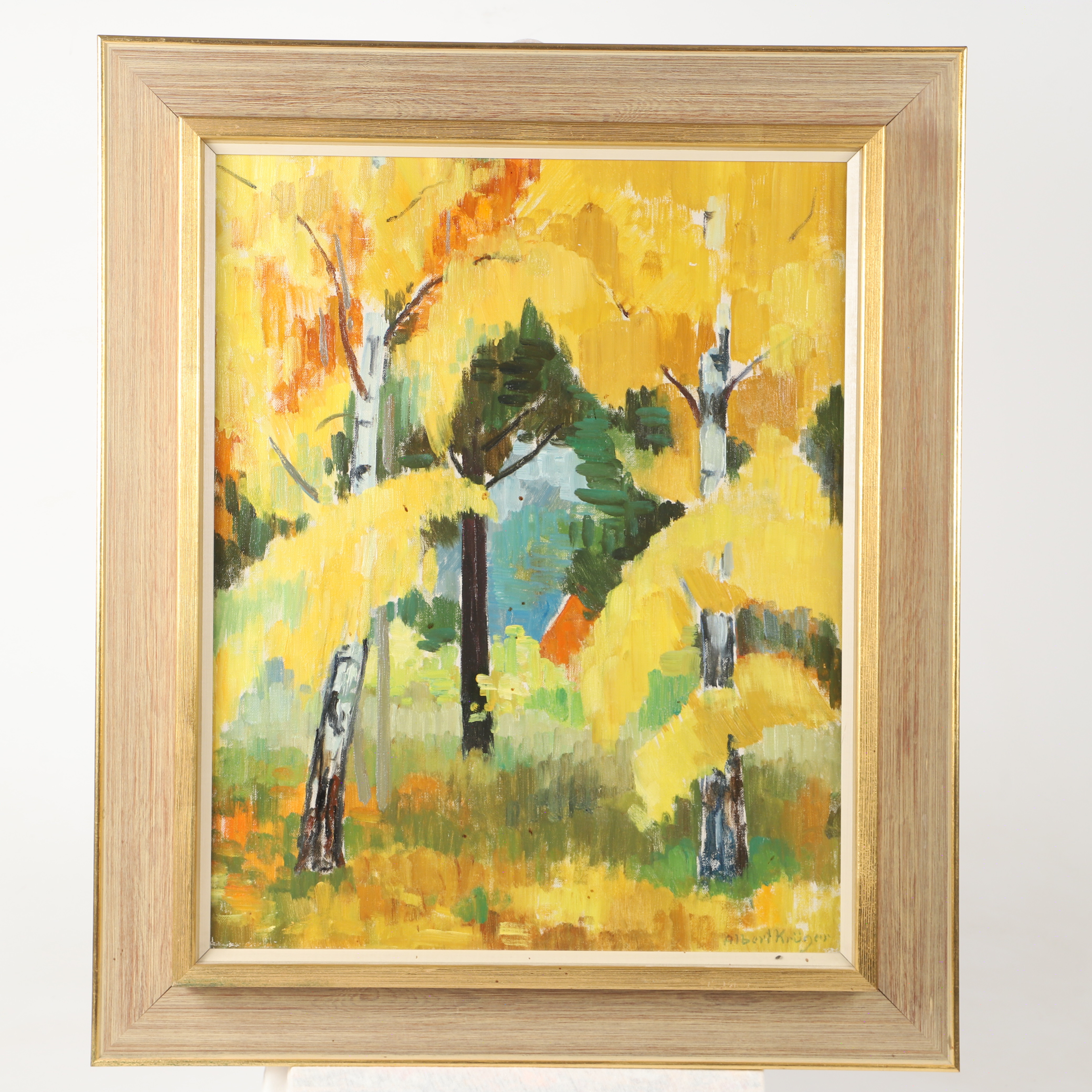 ALBERT KRÜGER. Skogsparti, olja på duk, signerad Albert Krüger.