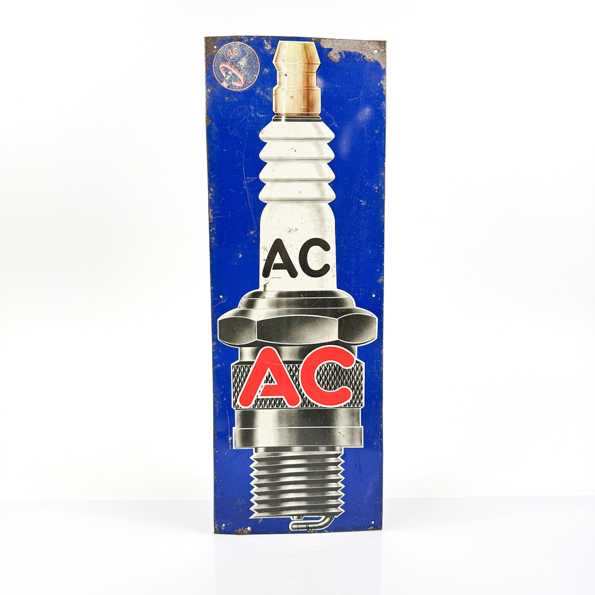 AC Tändstift, plåtskylt, 1940/50-tal.